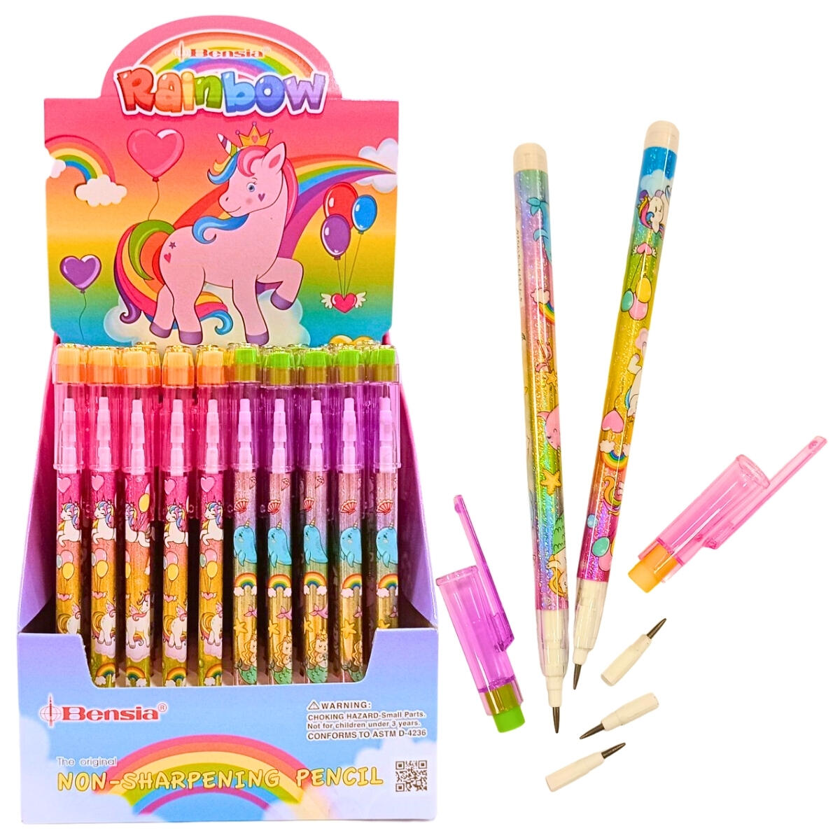Lapiz ptas intercambiables Unicornio c/glitter y goma -PCEP55