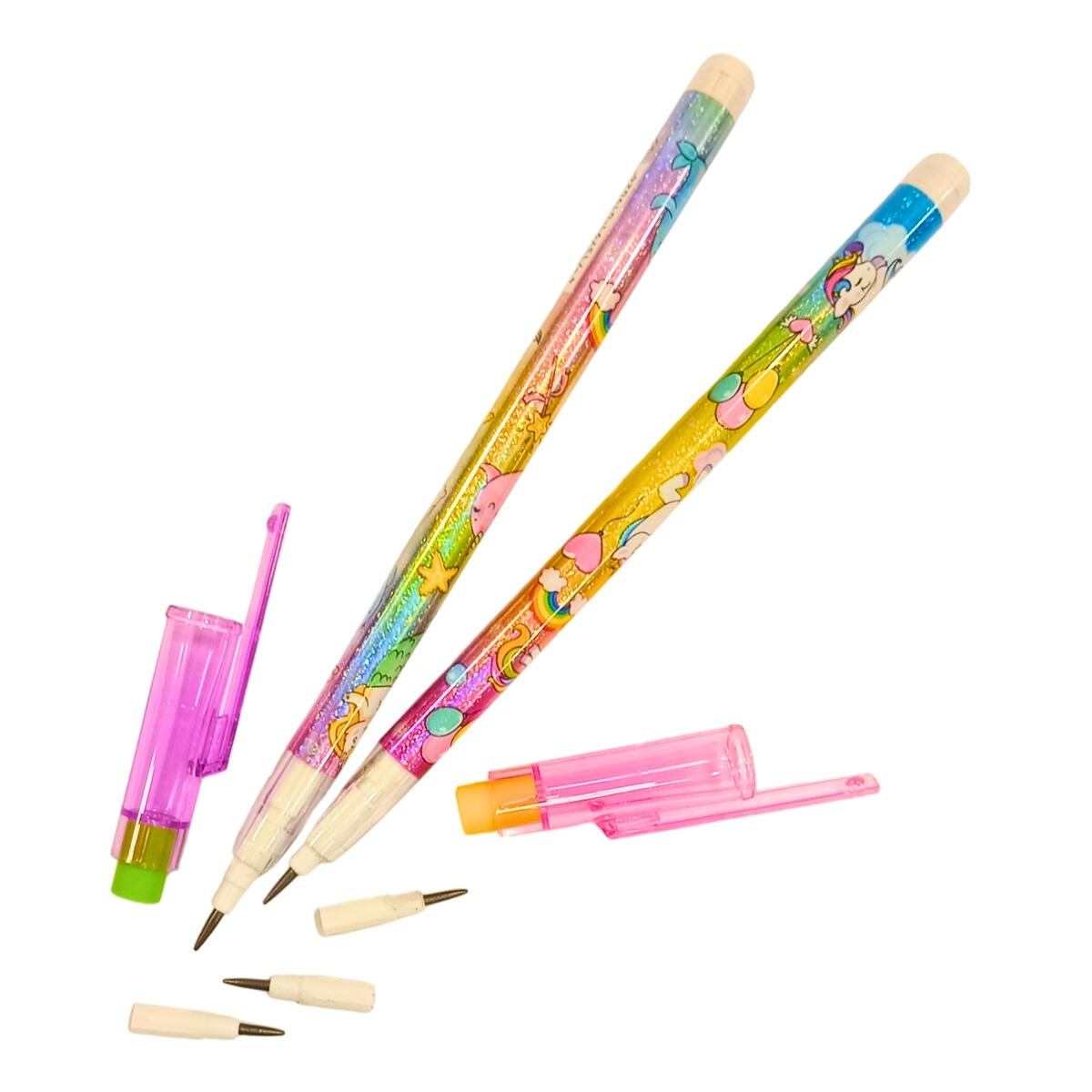 Lapiz ptas intercambiables Unicornio c/glitter y goma -PCEP55