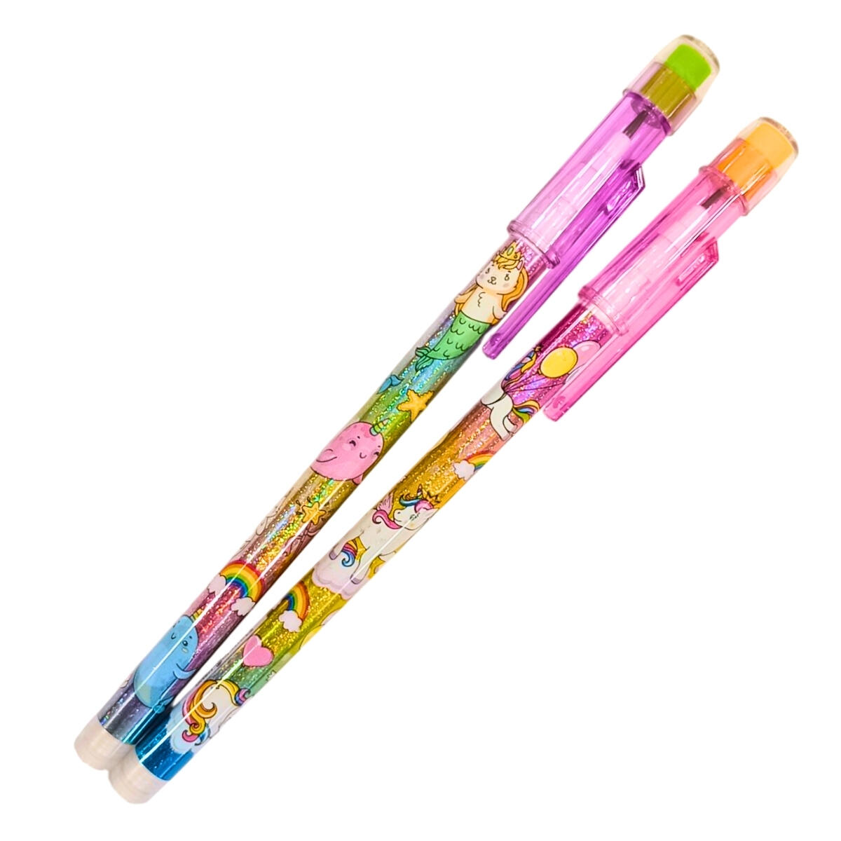 Lapiz ptas intercambiables Unicornio c/glitter y goma -PCEP55