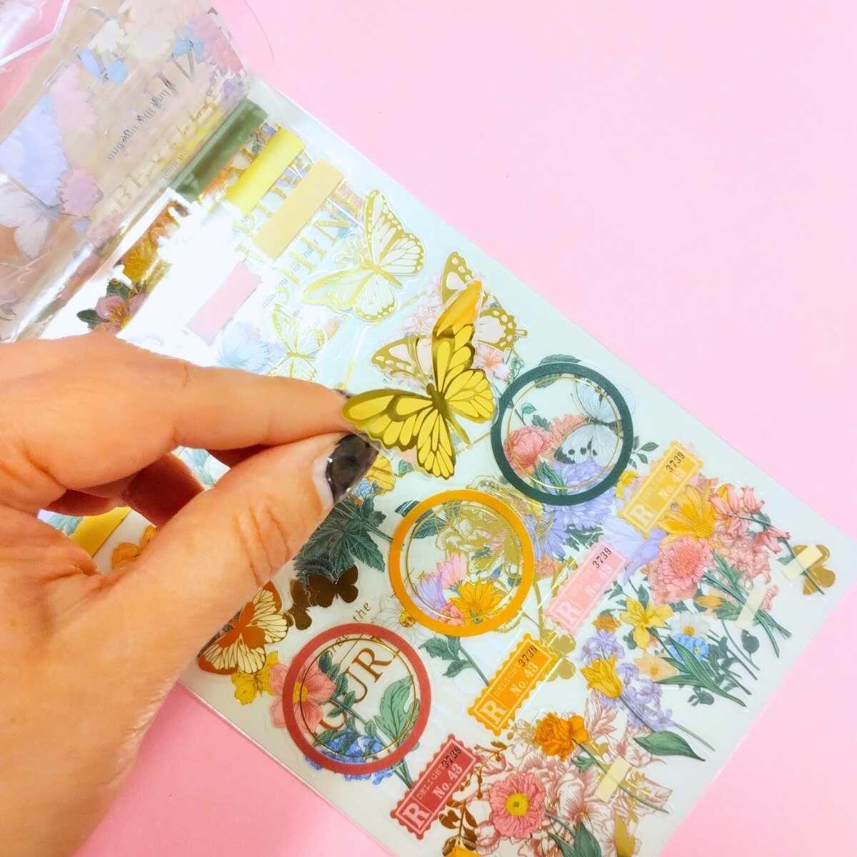 Sticker transparente x 6 planchas Floral