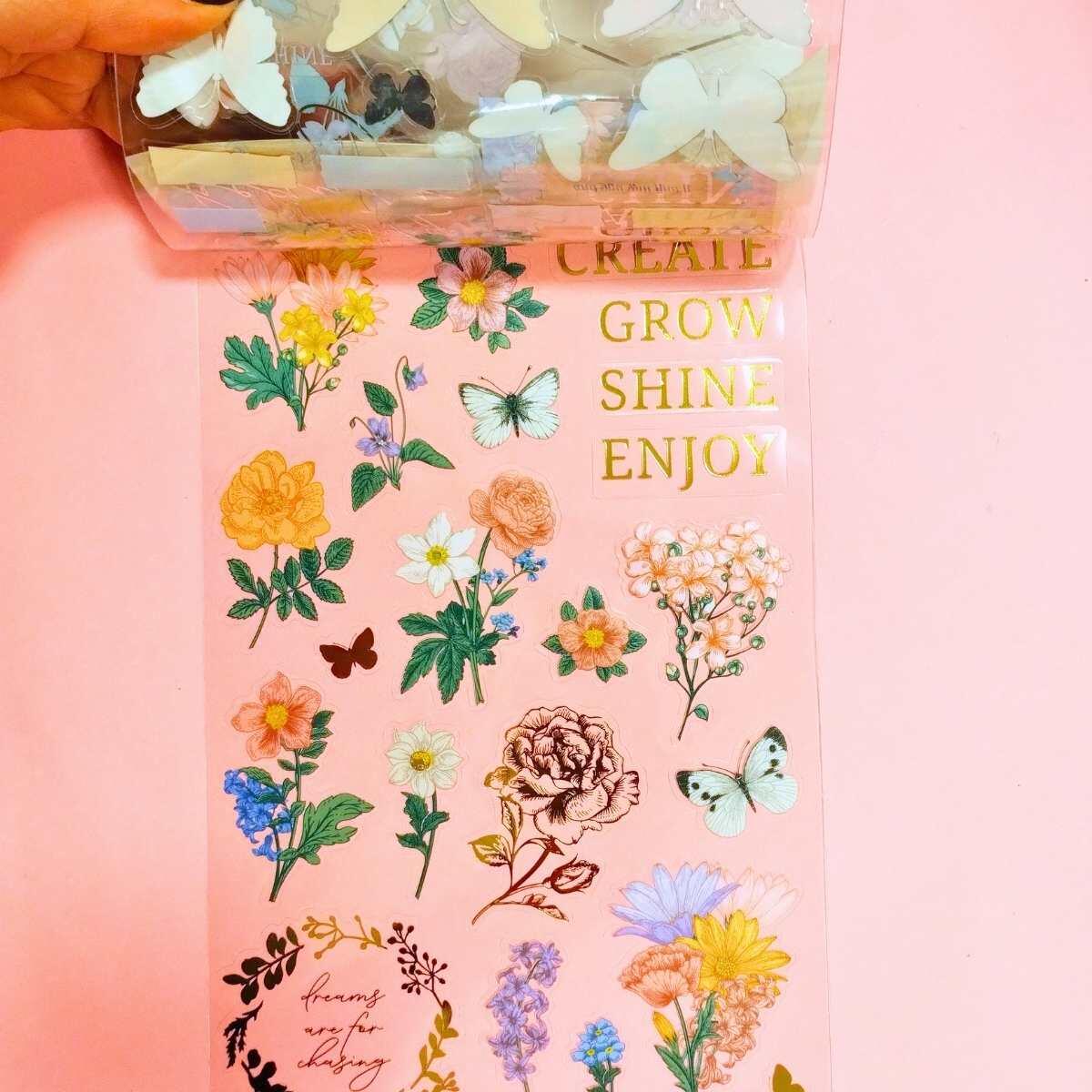 Sticker transparente x 6 planchas Floral