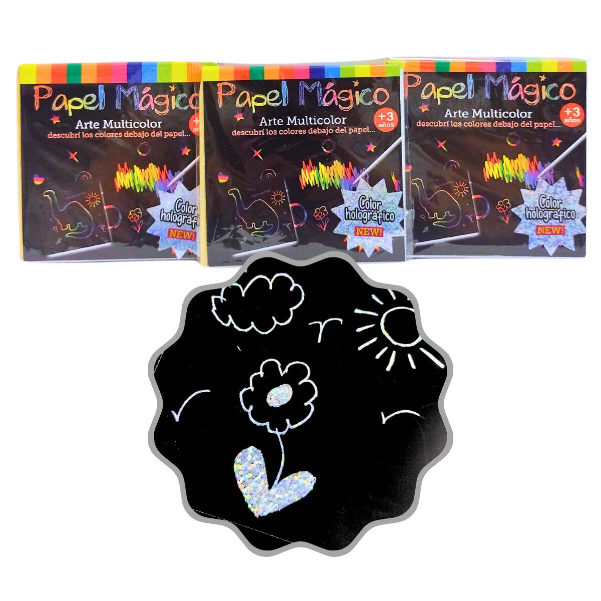 Papel magico 25 hojitas holograficas