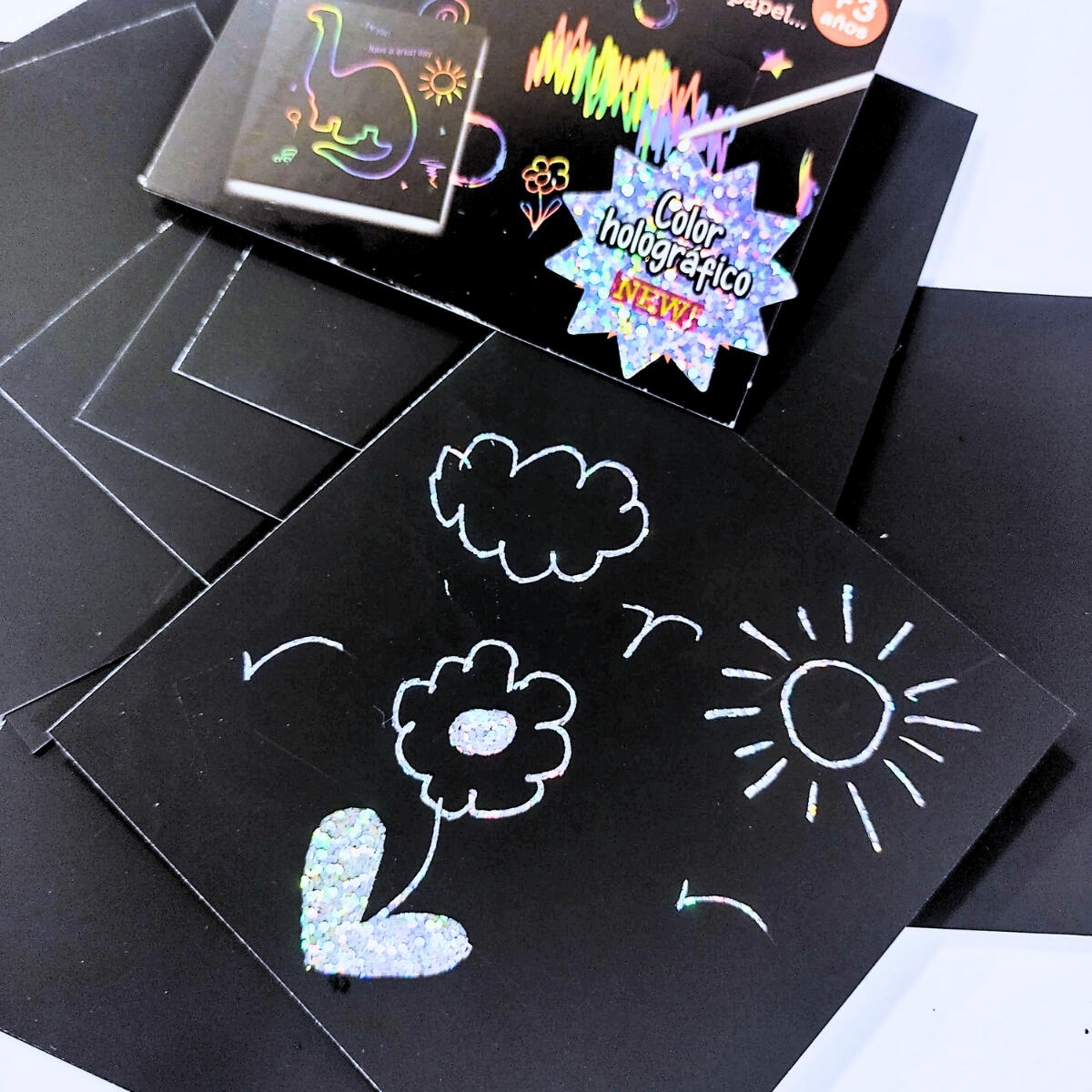 Papel magico 25 hojitas holograficas