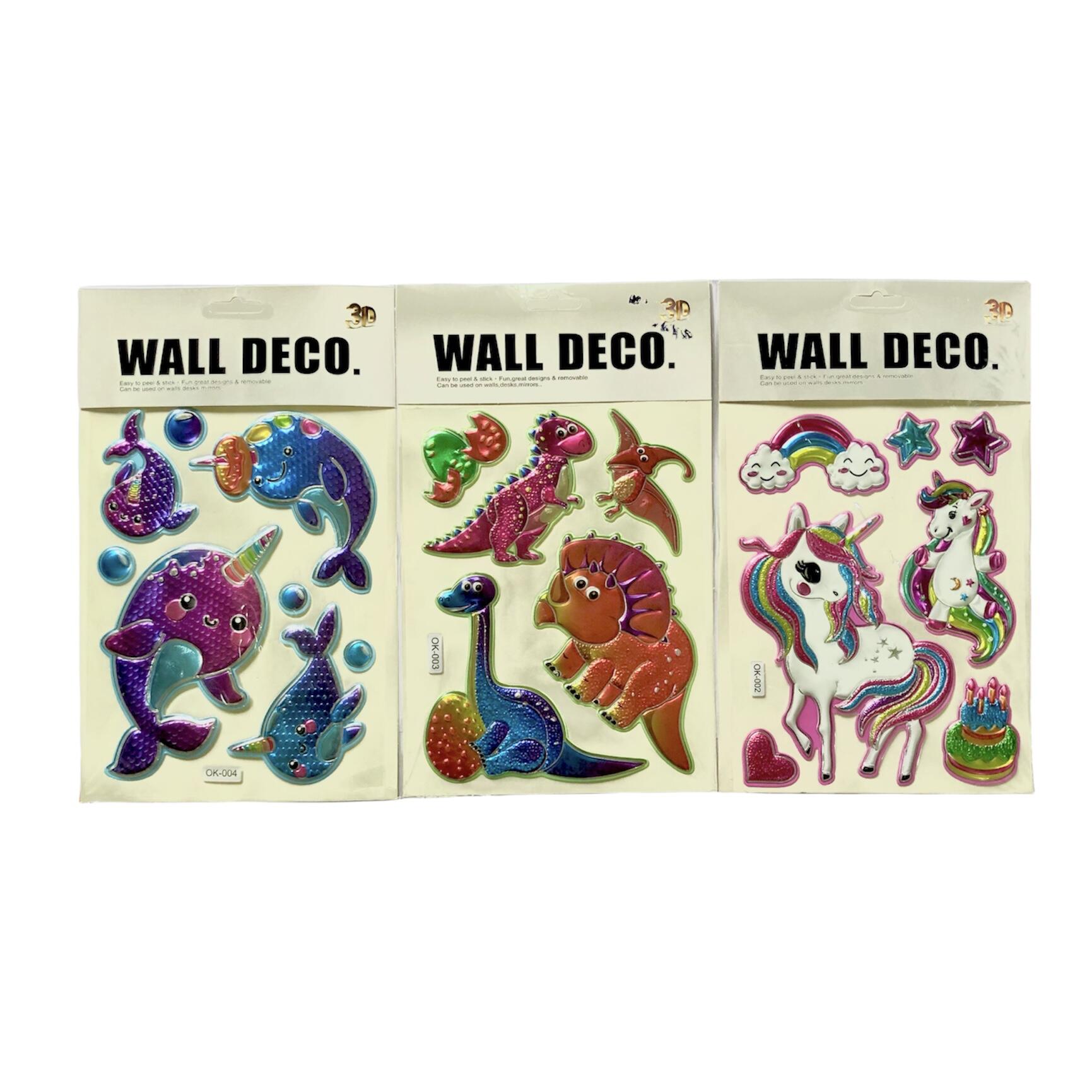Sticker pop up relieve metalizado Unicornio/Dino/Ballena
