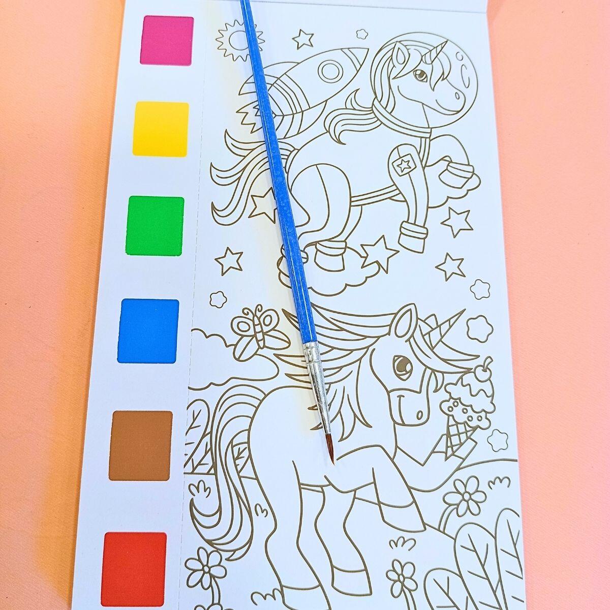 Libreta c/dibujos y acuarela x 12 dibujos y pincel
