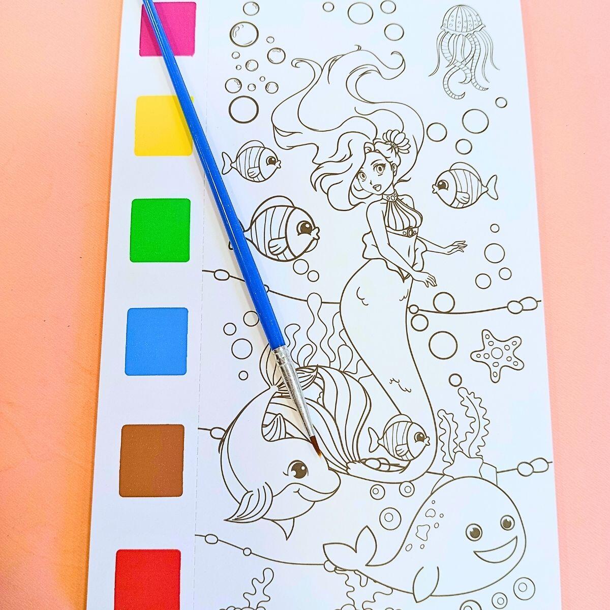 Libreta c/dibujos y acuarela x 12 dibujos y pincel