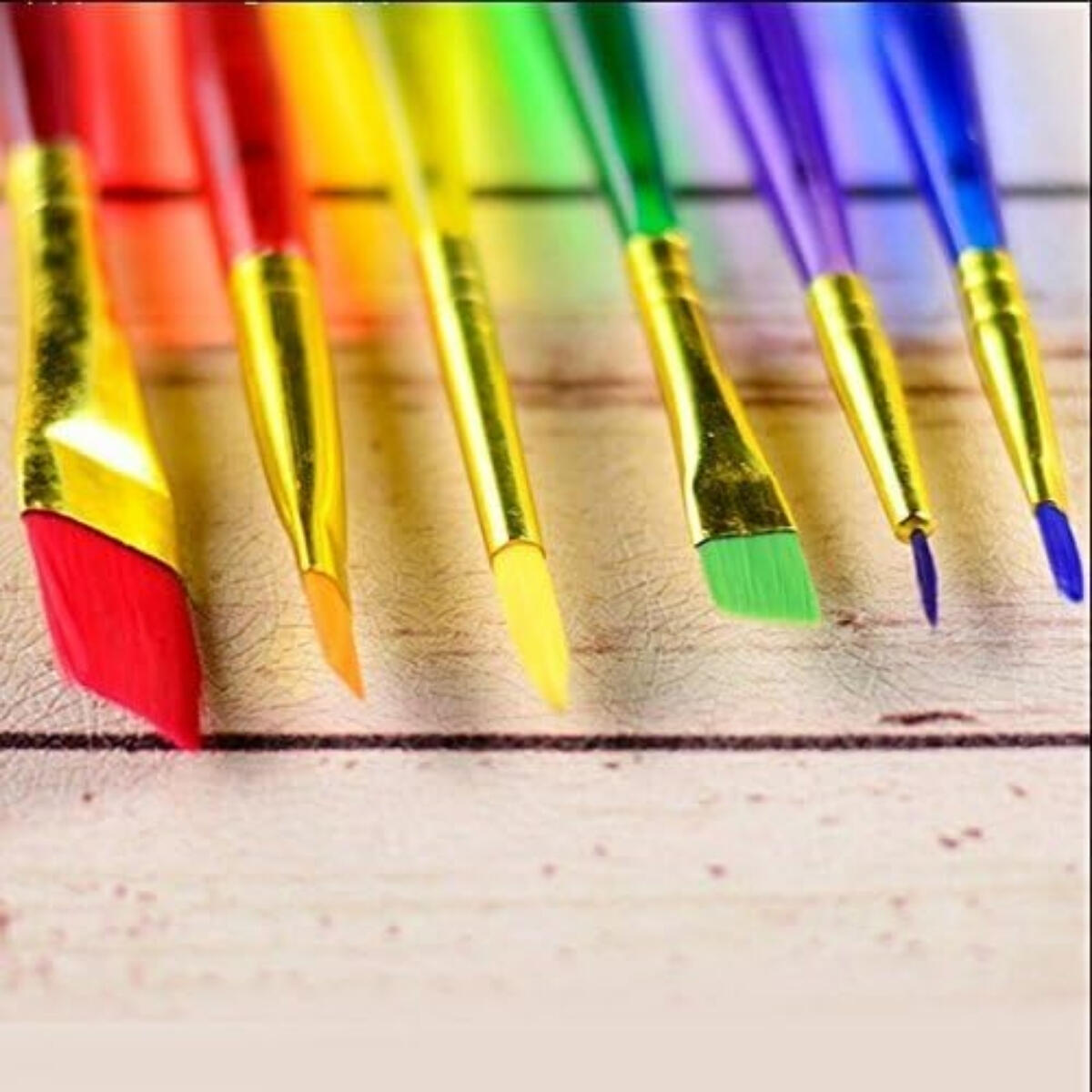 Set pinceles x 6 Arco Iris 2 chatos + 3 redondos + 1 angular