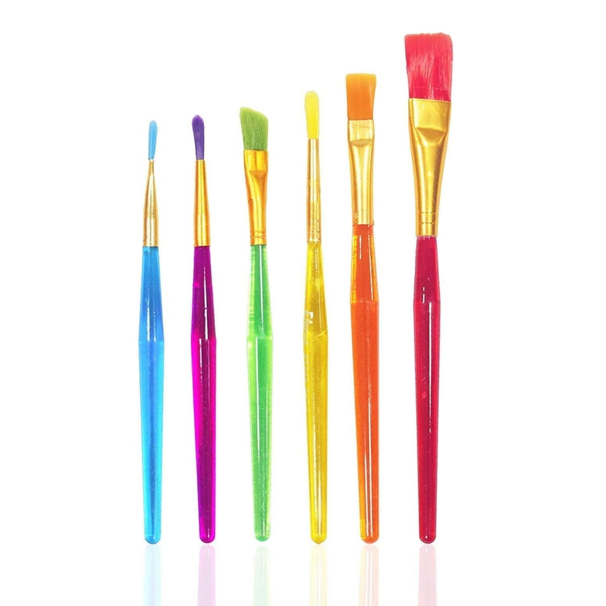 Set pinceles x 6 Arco Iris 2 chatos + 3 redondos + 1 angular