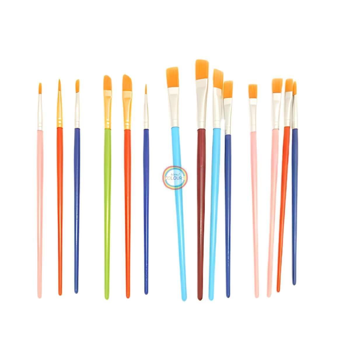 Set pinceles x 12 plastico punta chata