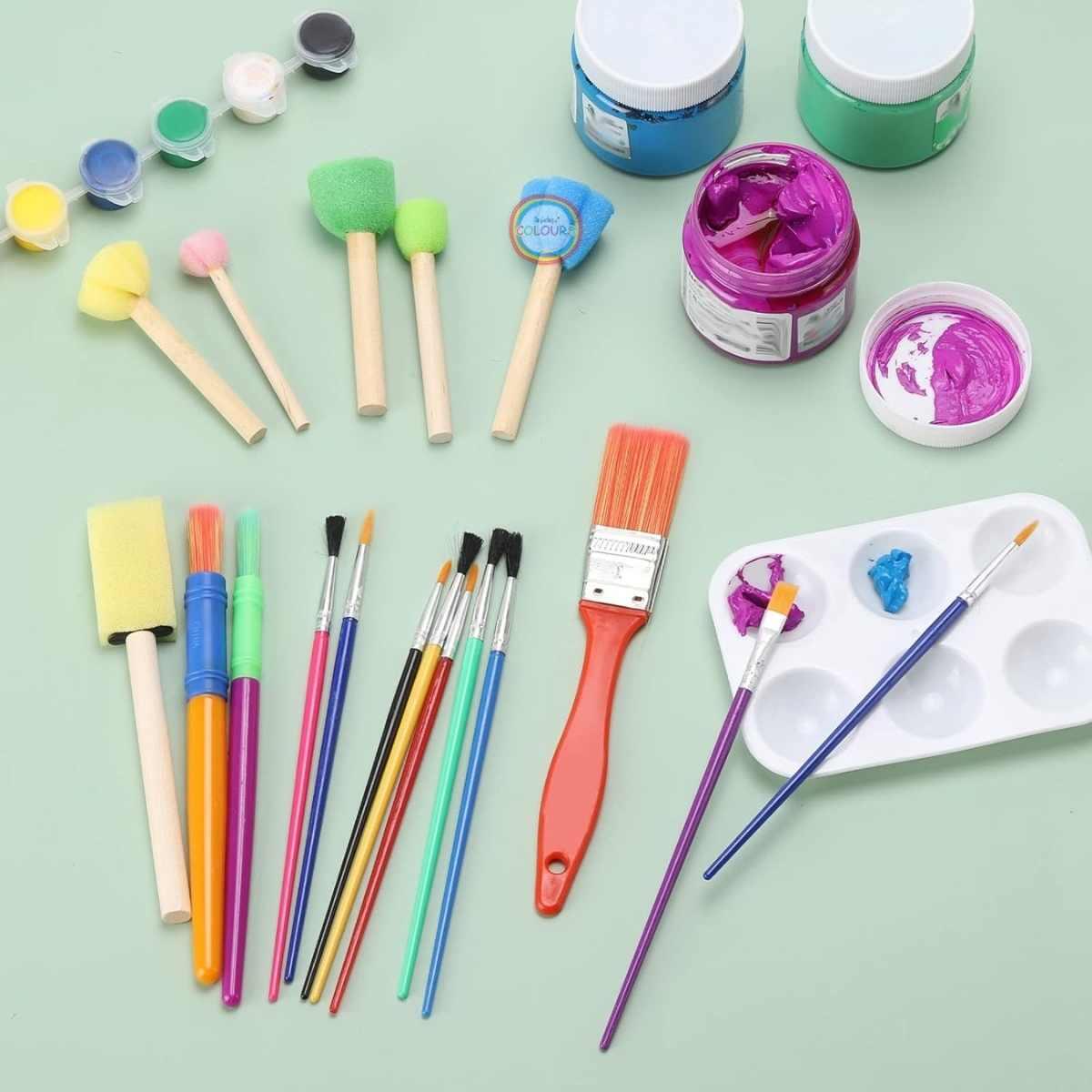 Set para pintar esponja plana+sello+portatempera+pinceles