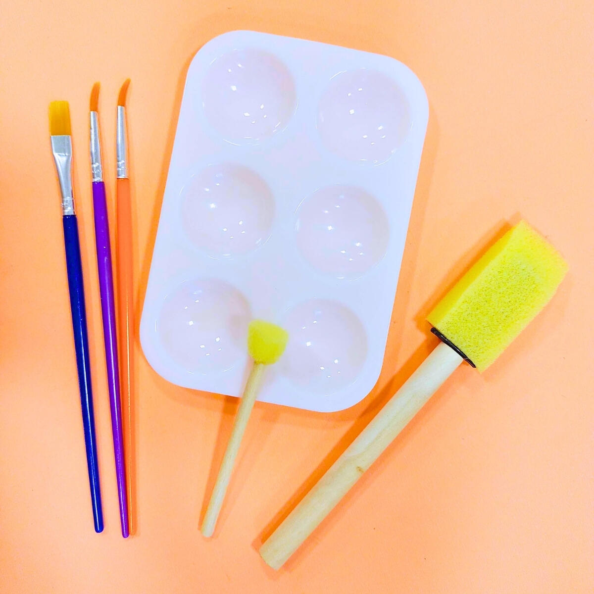 Set para pintar esponja plana+sello+portatempera+pinceles