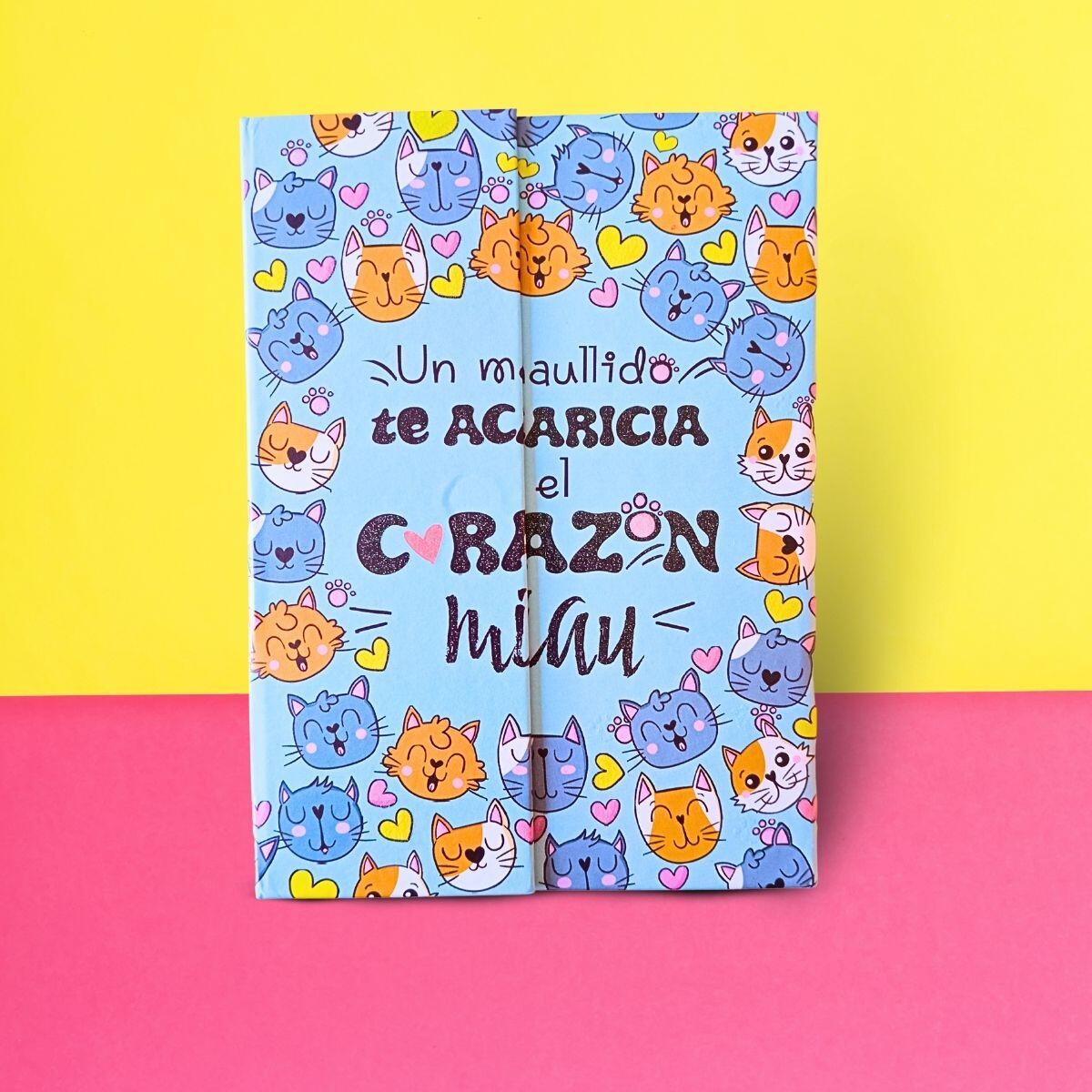 Diario caja cierre frontal imantada 15x11cm. Miau