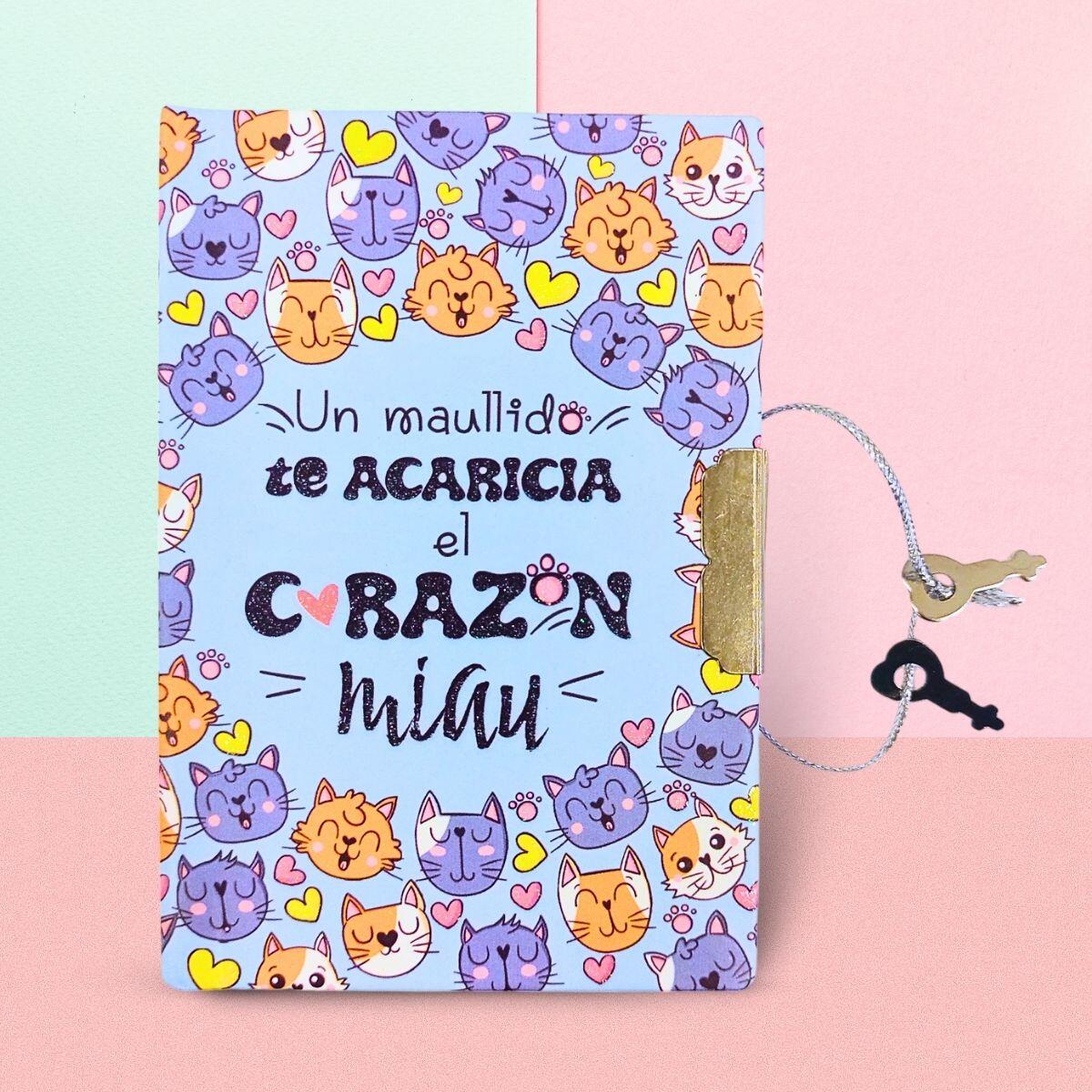 Diario 8x11cm Miau c/boligrafo Pompon