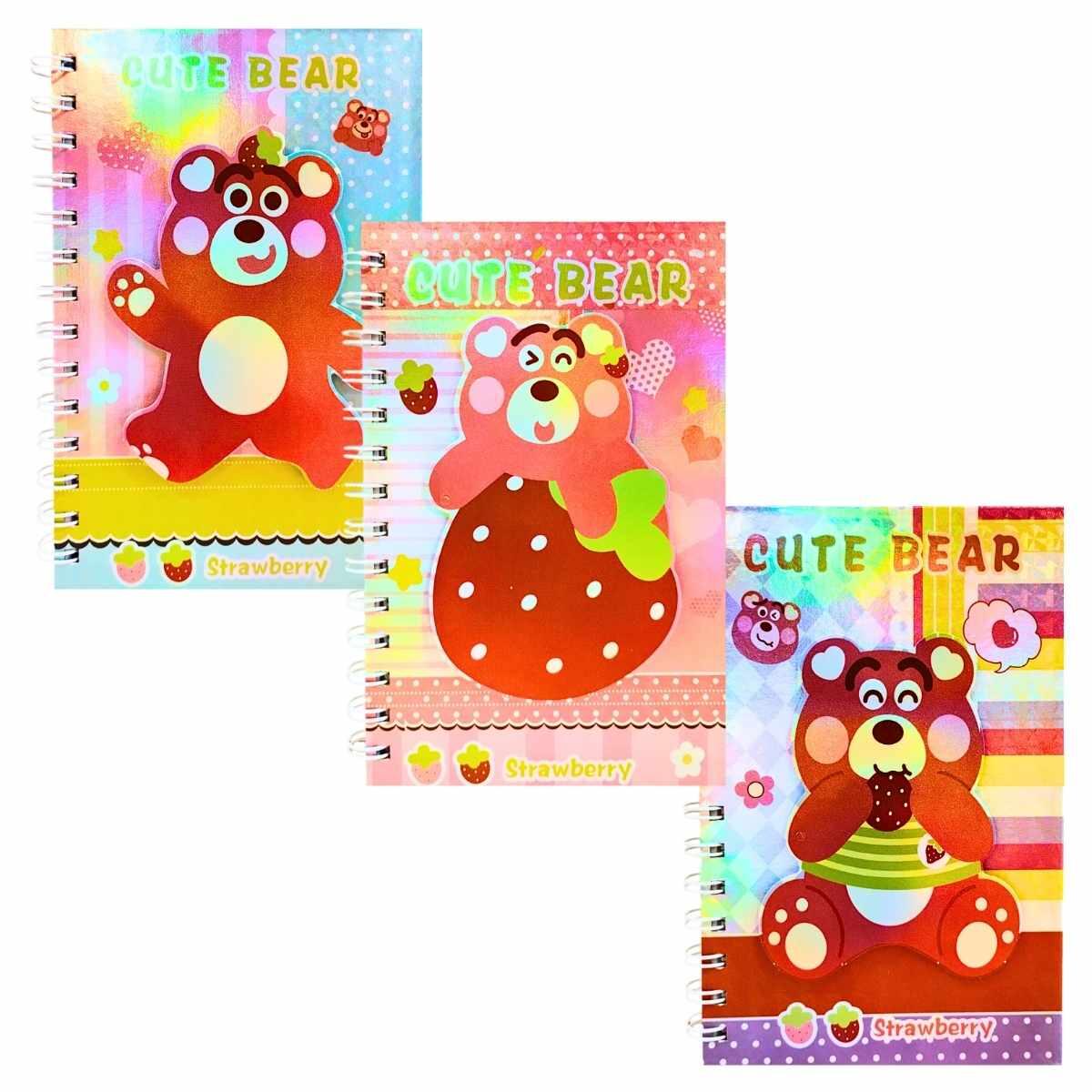 Cuaderno metalizado Osos - 60 hojas rayadas