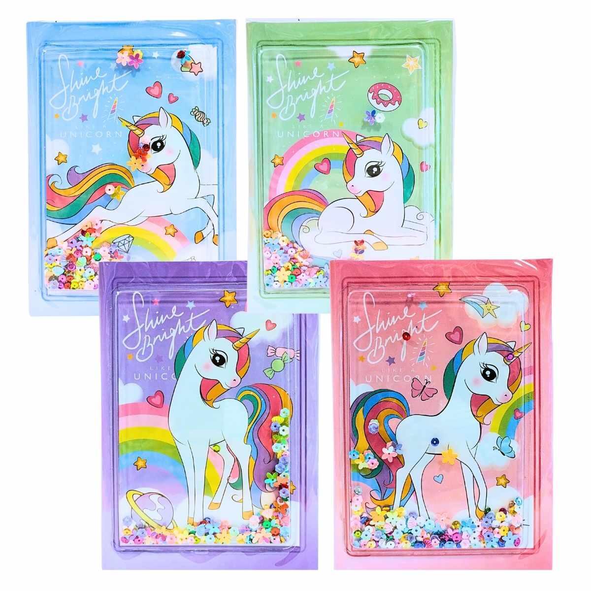 Cuaderno Unicornio c/confetti - 80 hojas rayadas