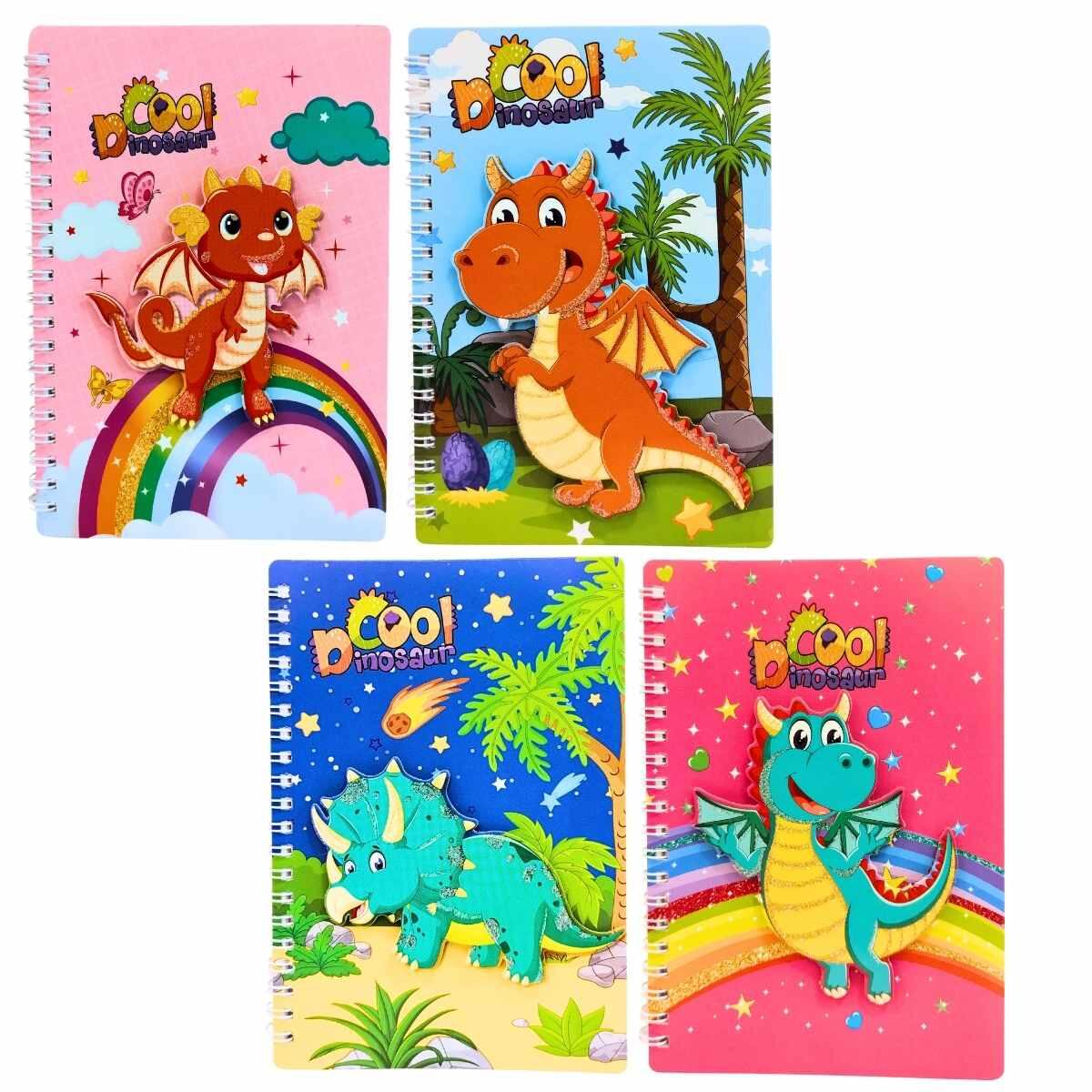 Cuaderno Dino c/glitter - 40 hojas rayadas