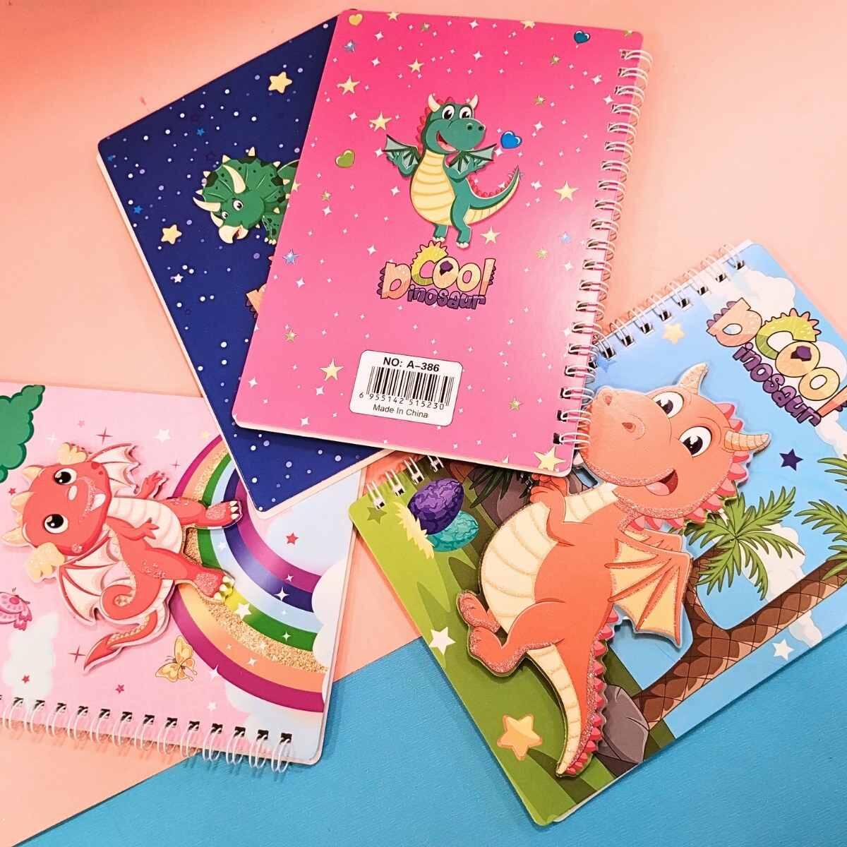 Cuaderno Dino c/glitter - 40 hojas rayadas
