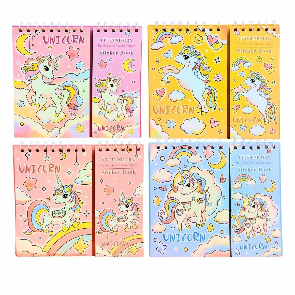 Libreta 60 hojas raya + 16 planchas sticker Unicornio 
