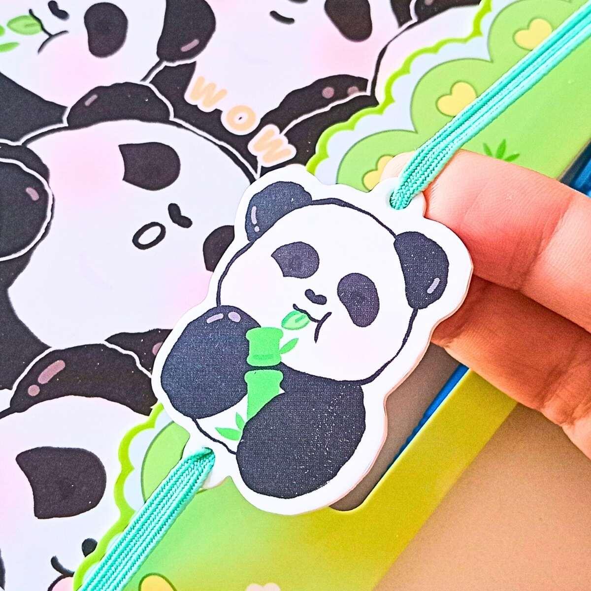 Libreta Panda c/solapa y boligrafo - 60 hojas rayadas