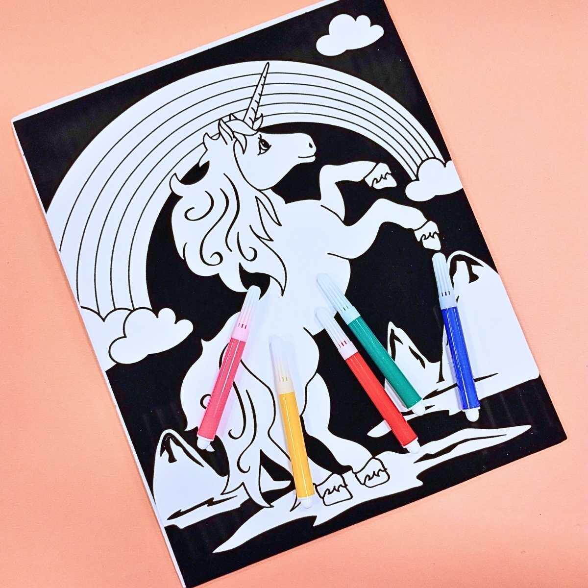 Lamina afelpada Unicornio para pintar c/marcadores