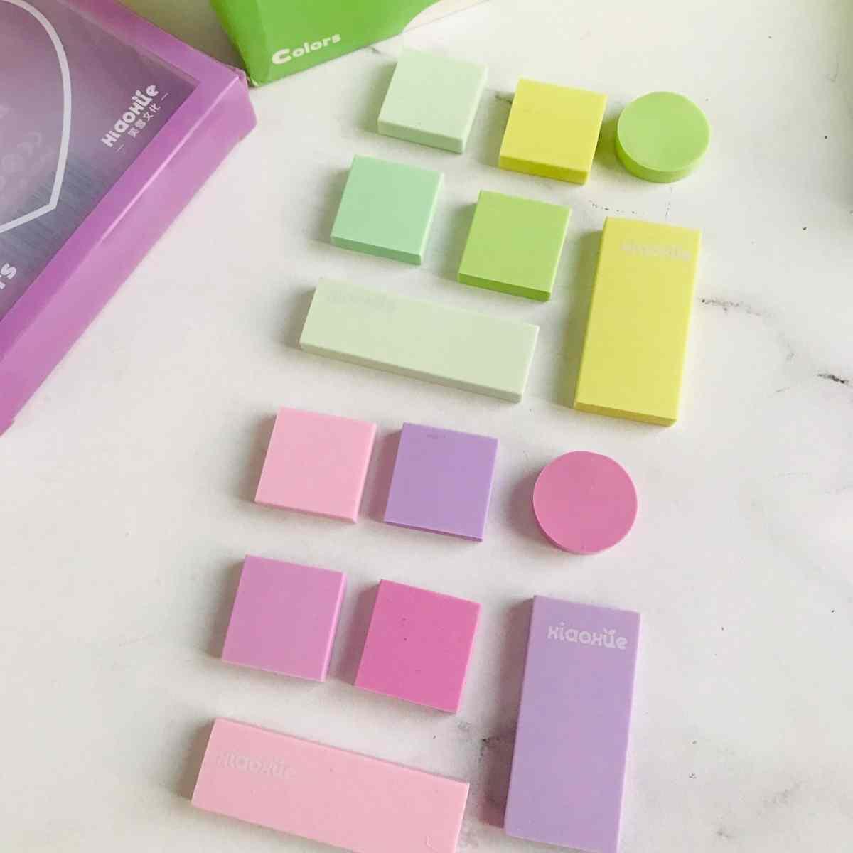 Goma geometricas x 7 color pastel
