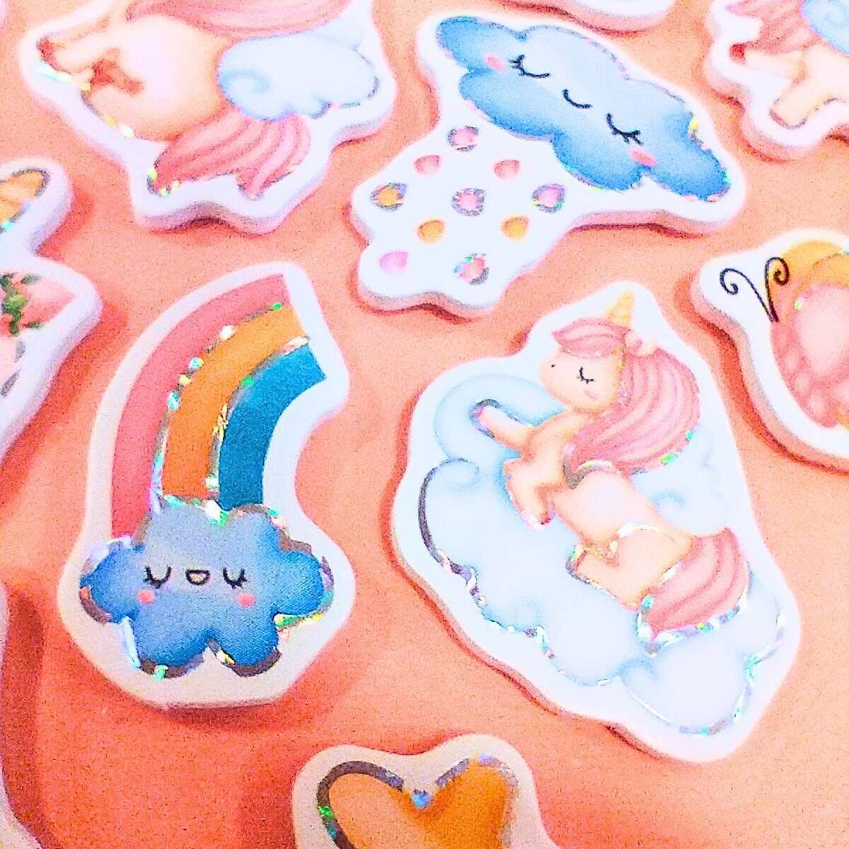 Sticker Unicornios/Corazones goma eva