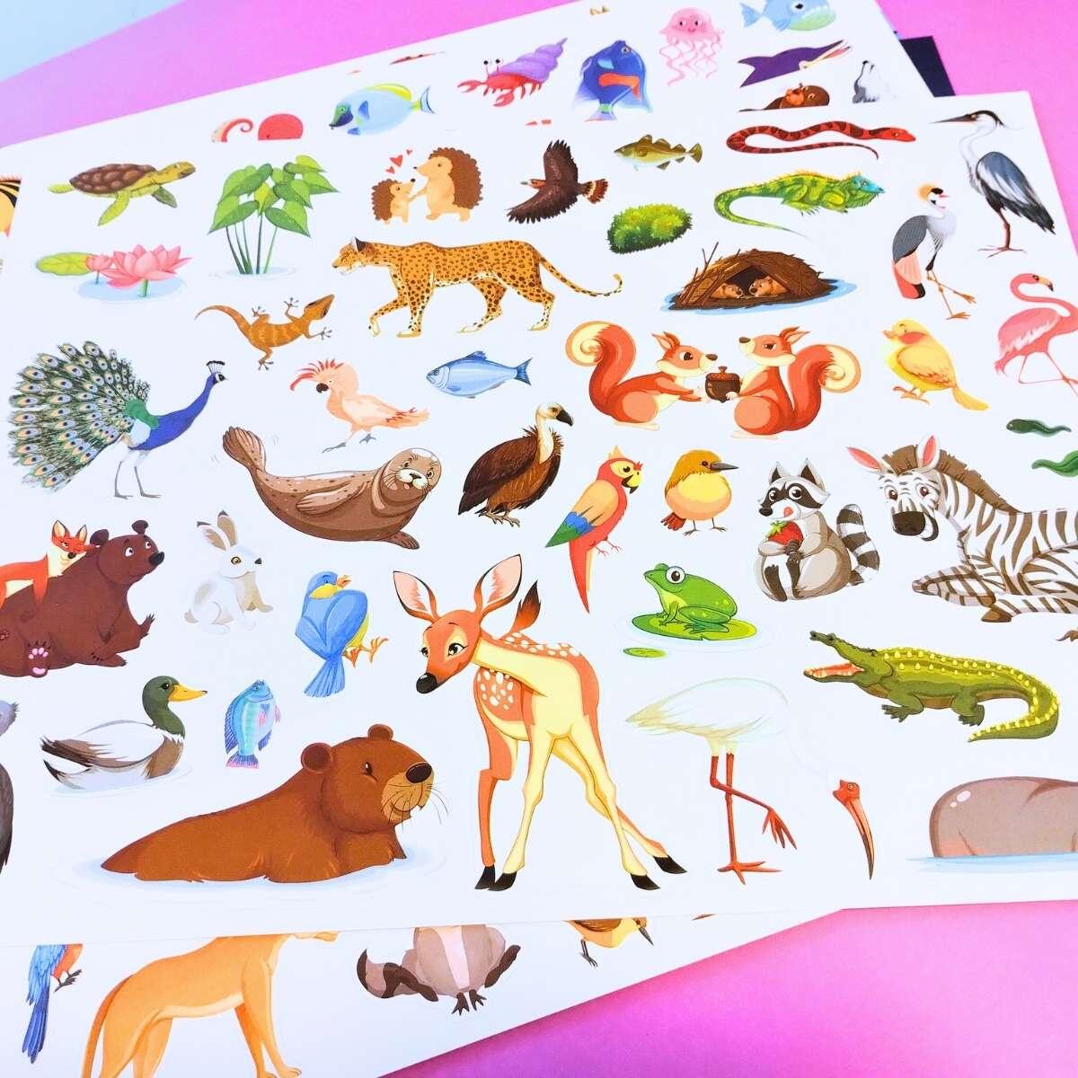 Sticker x 200 + laminas x 5 Animales