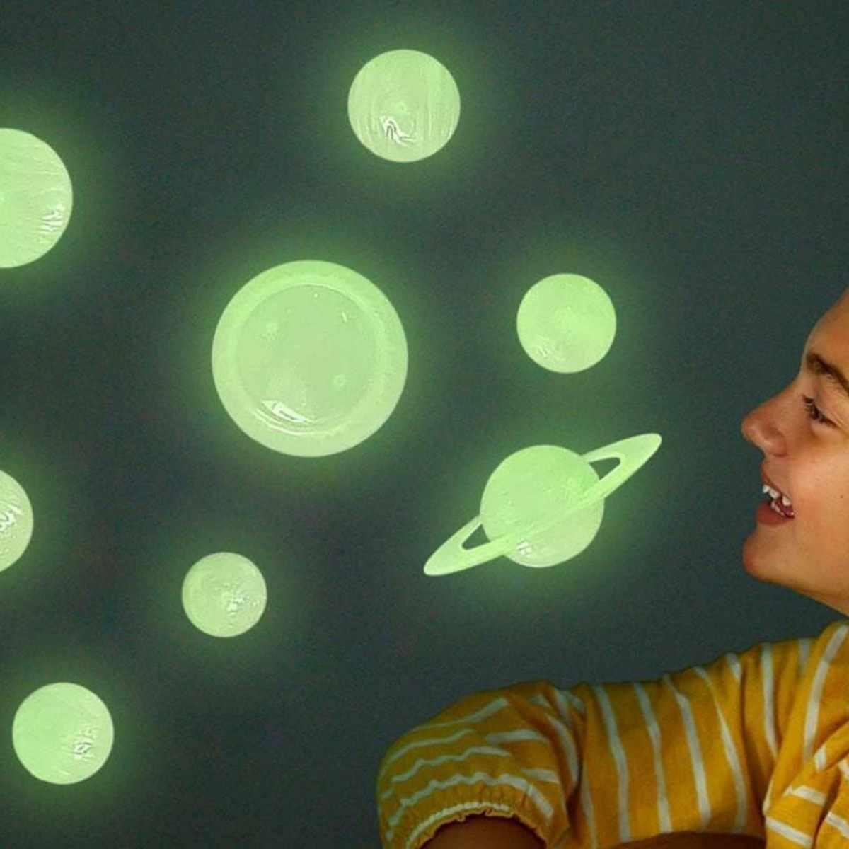 Sticker glow in the dark Planetas/Dinos 5 unidades 3D