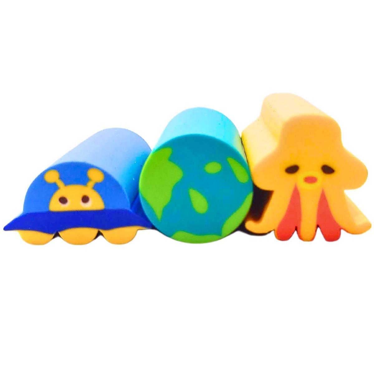 Set x 6 gomas largas Astronauta en caja pvc 