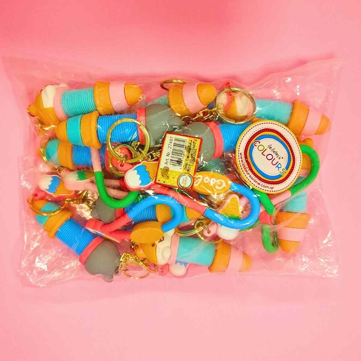 Juego Animalitos en cucurucho tubular c/sonido pop it y llavero