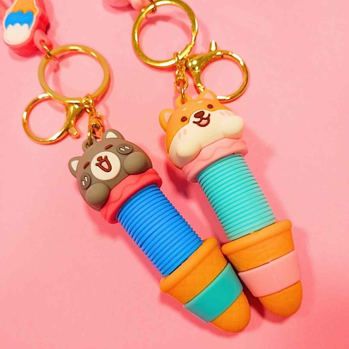 Juego Animalitos en cucurucho tubular c/sonido pop it y llavero