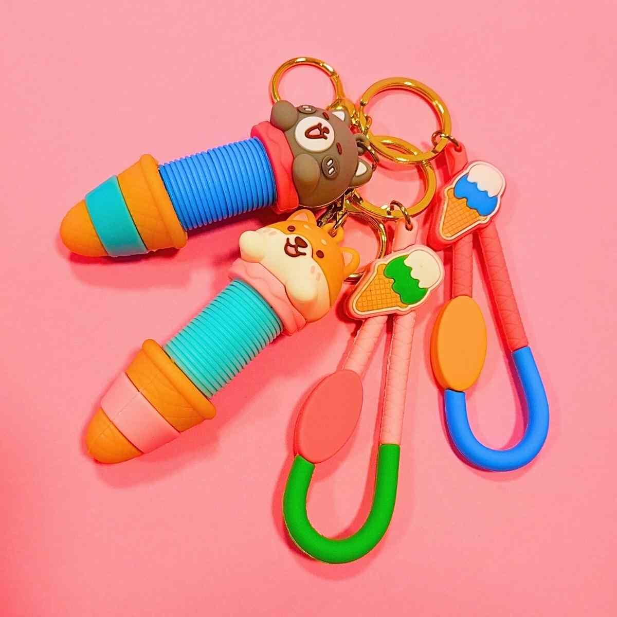 Juego Animalitos en cucurucho tubular c/sonido pop it y llavero