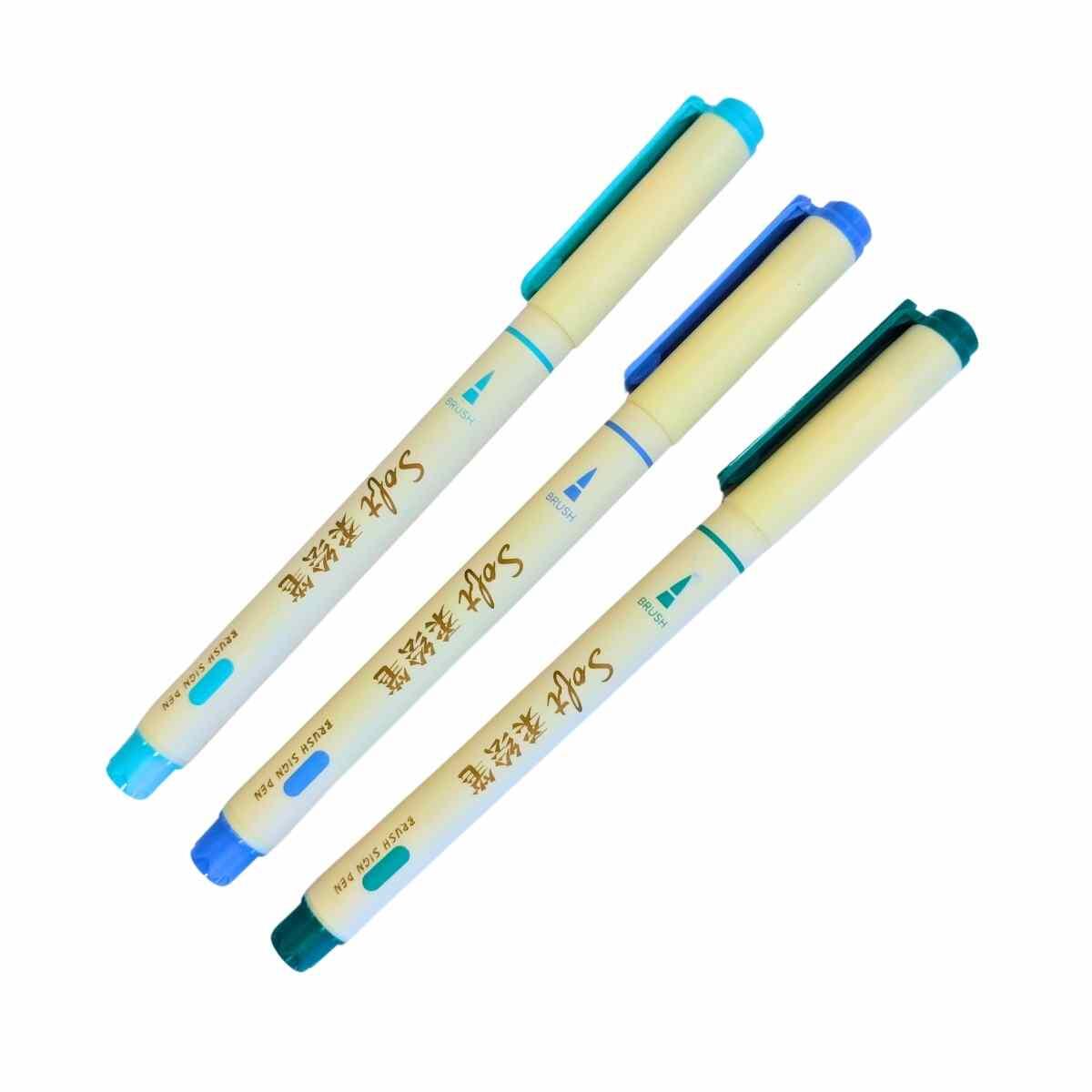 Marcador pincel x 3 en caja pvc