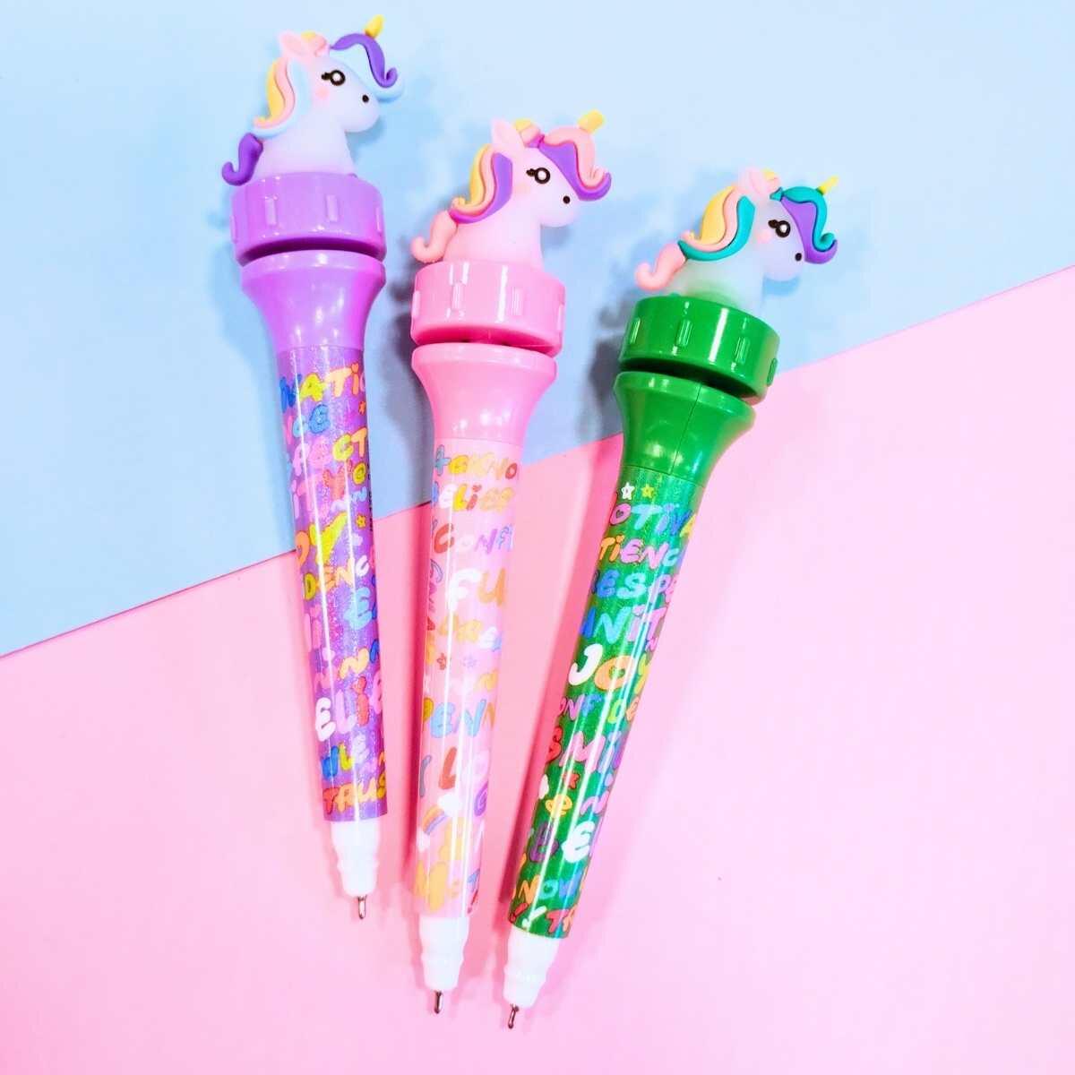 Boligrafo Unicornio giratorio tinta azul