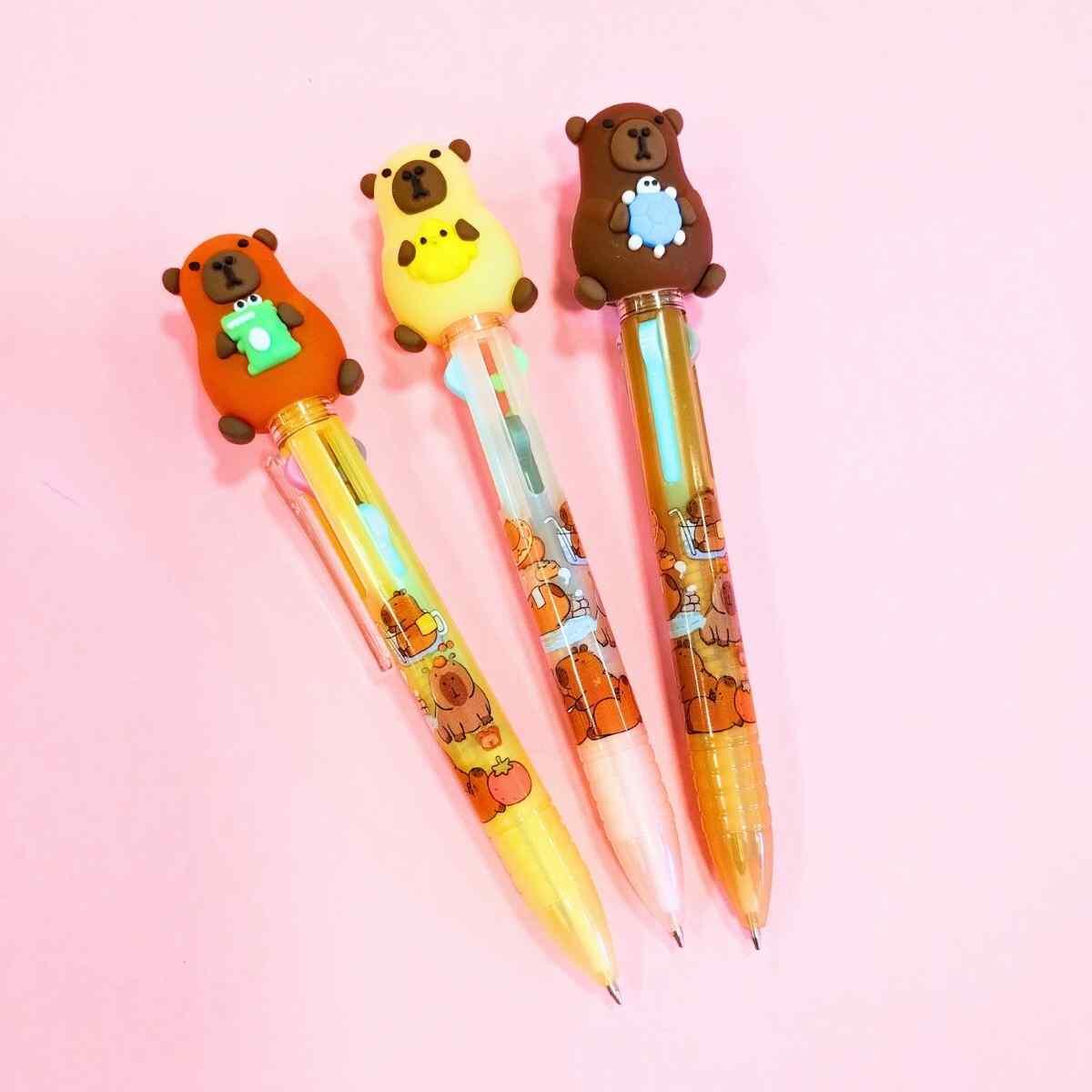 Boligrafo multi x 4 Capybara c/animalitos