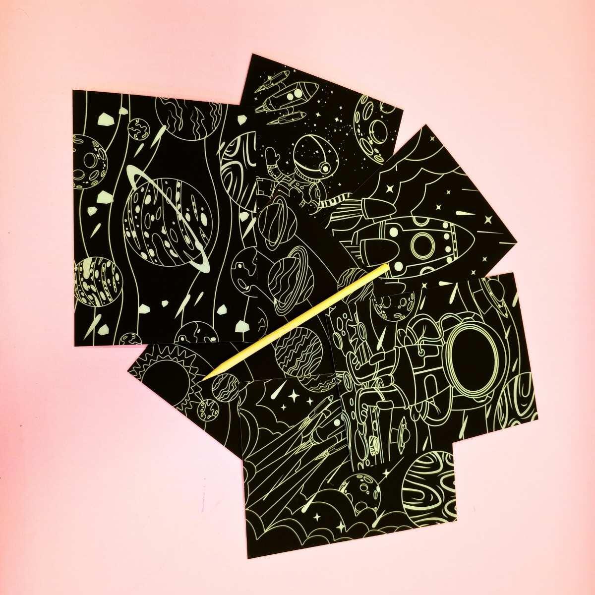Papel Magico Espacial x 6 tarjetas + 1 lápiz de madera