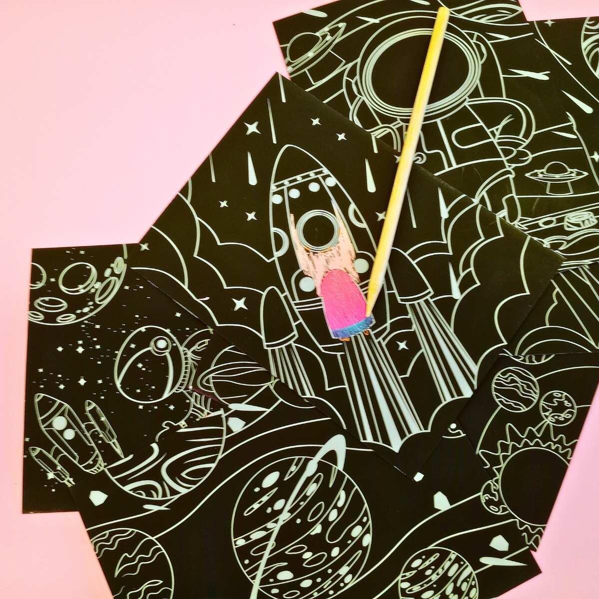 Papel Magico Espacial x 6 tarjetas + 1 lápiz de madera