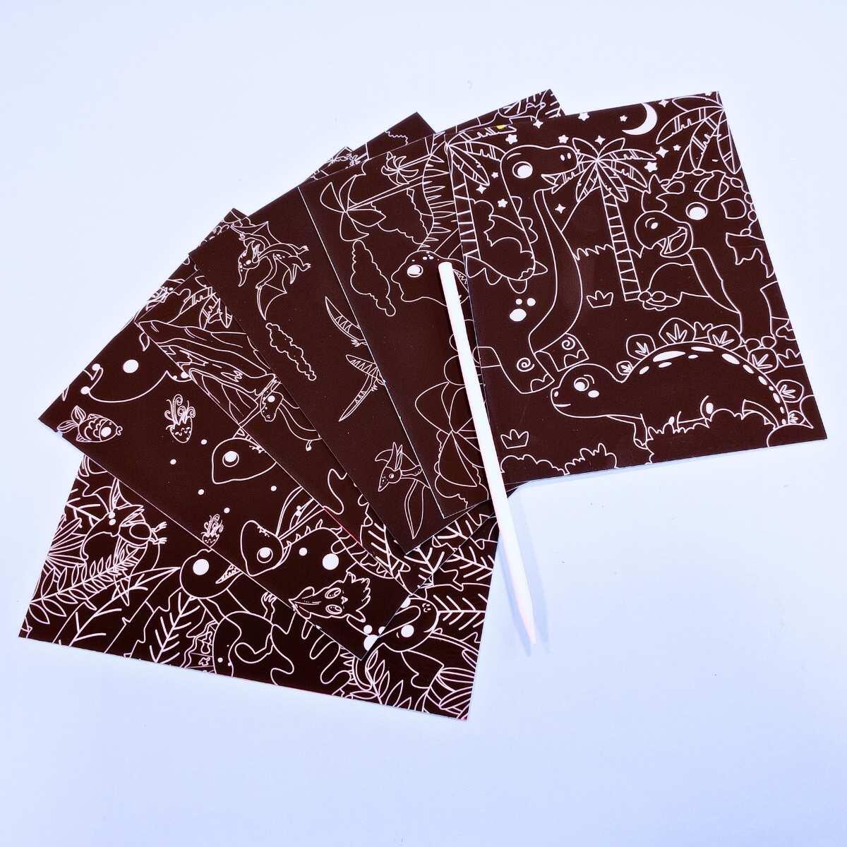 Papel Magico Dino x 6 tarjetas + 1 lápiz de madera