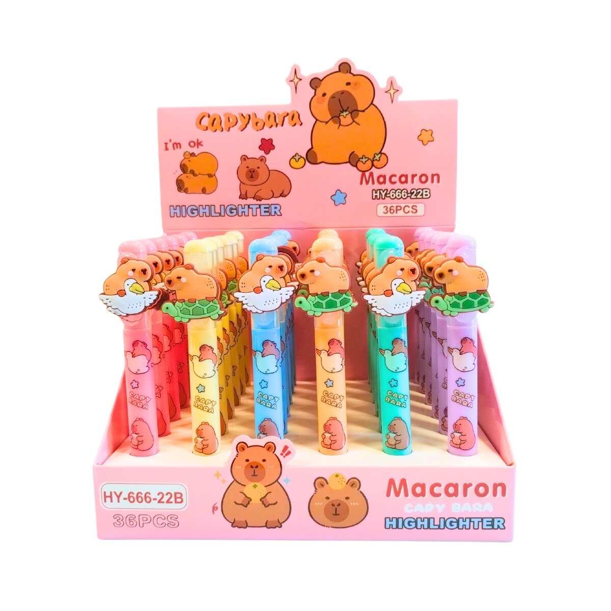 Resaltador Capybara c/animalitos cuerpo estampado