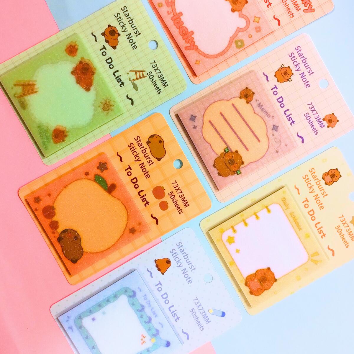 Post it Capybara c/brillos x 50 hojas 7x7 cm