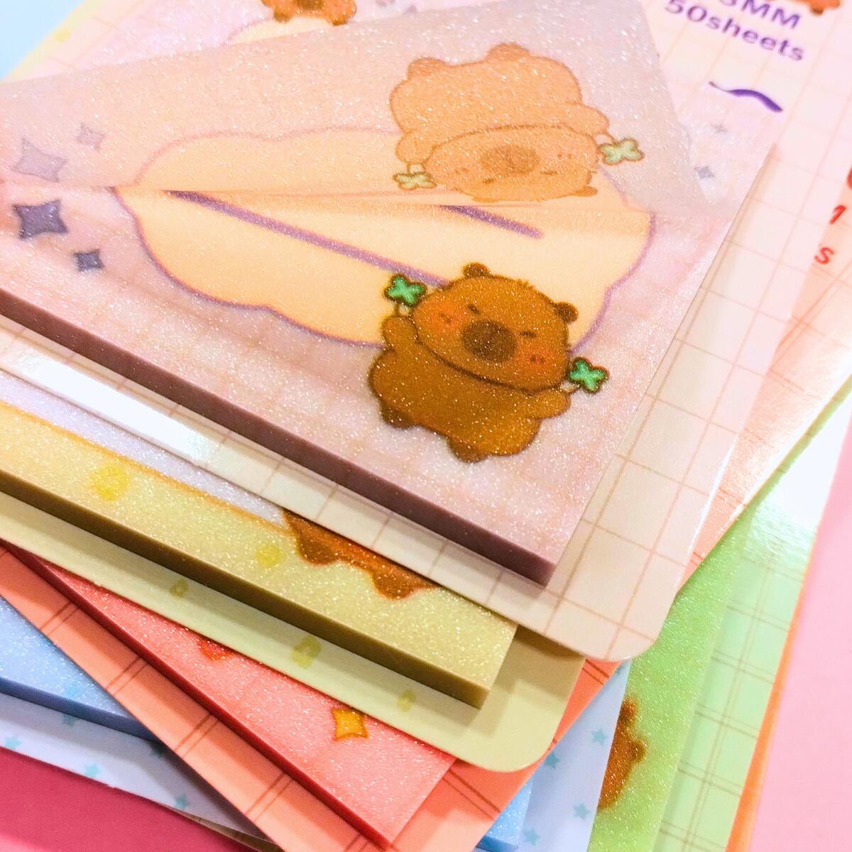 Post it Capybara c/brillos x 50 hojas 7x7 cm