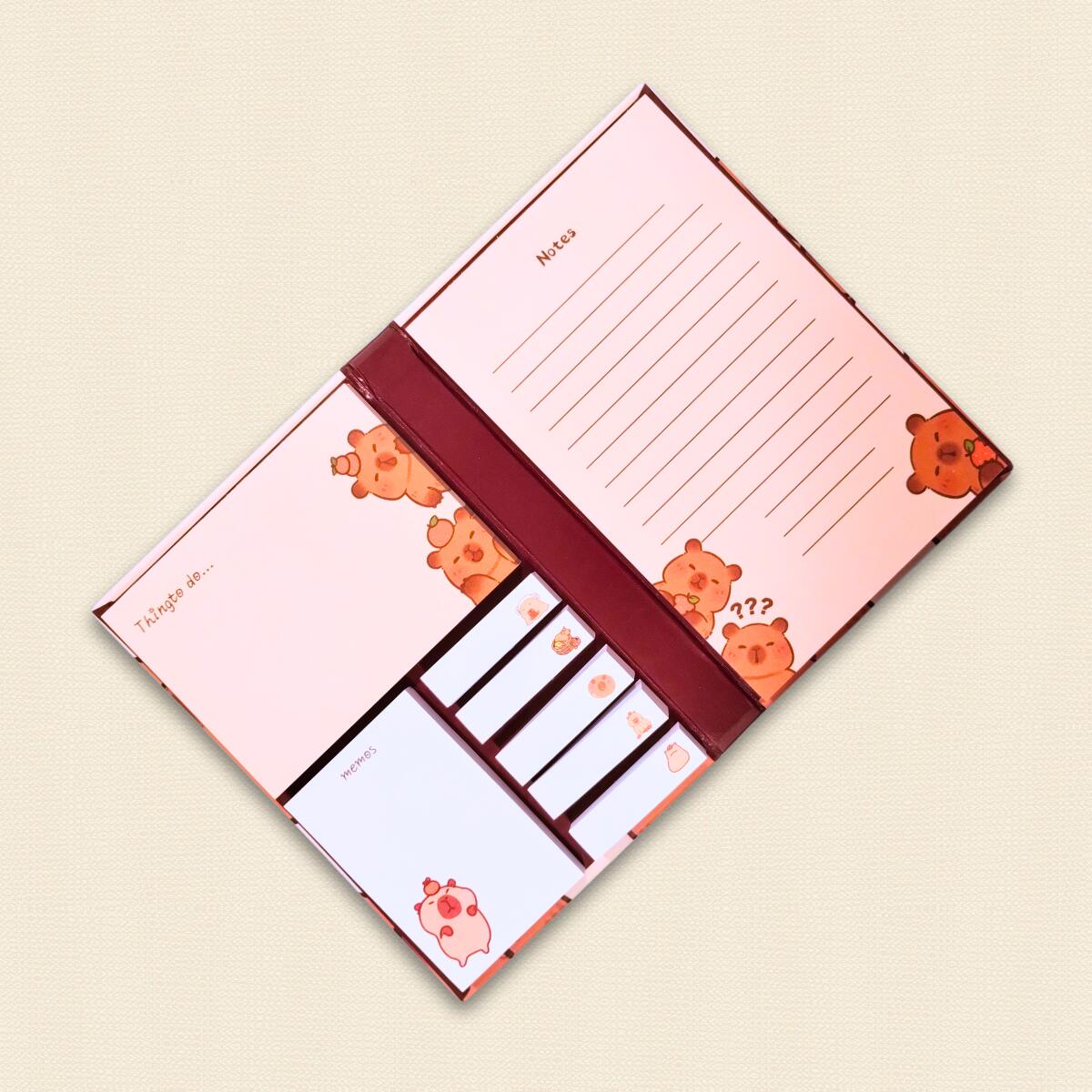 Libreta c/ post it y notas Capybara