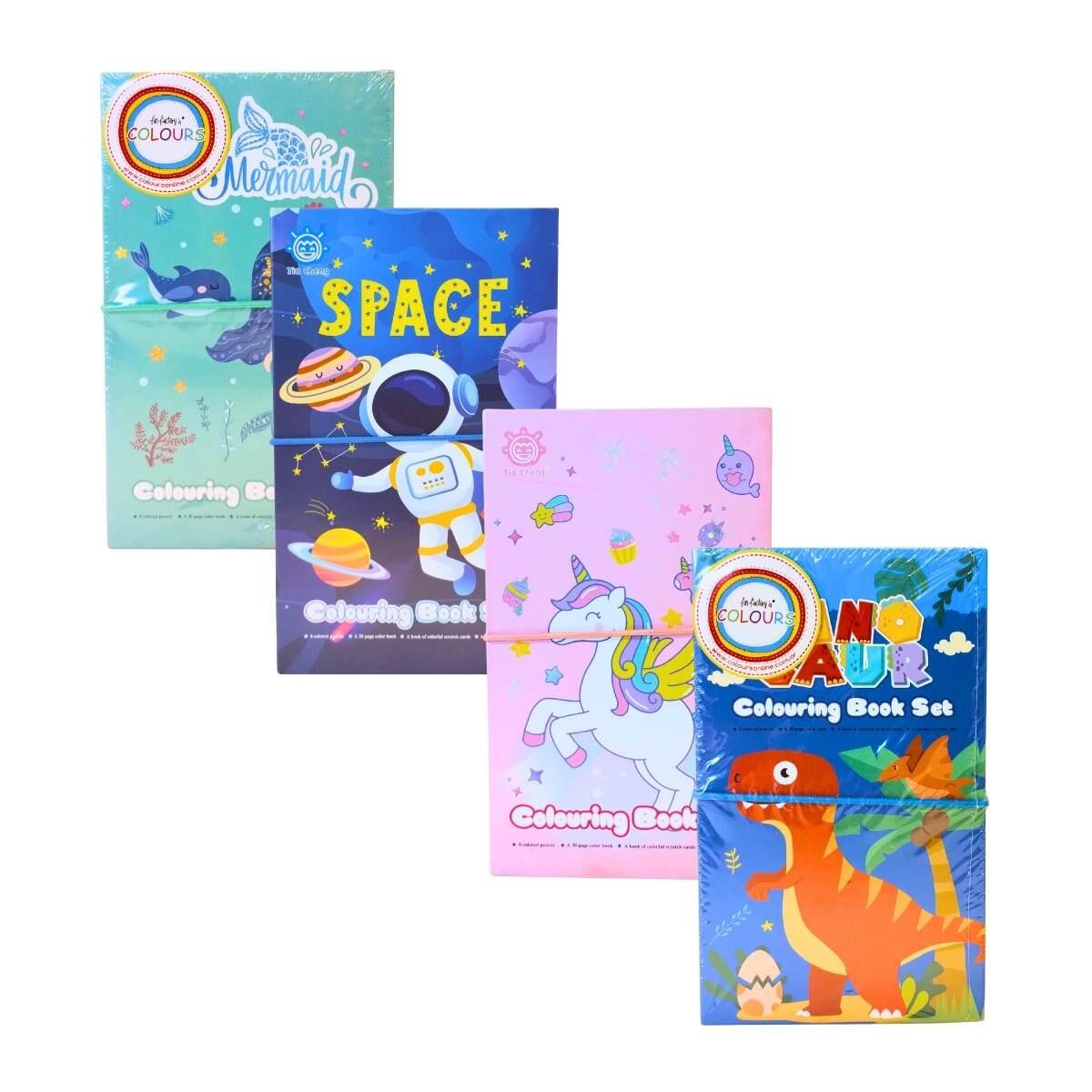 Set para colorear c/10 hojas papel magico, 30 hojas c/diseños y 8 lapices de colores c/elastcio