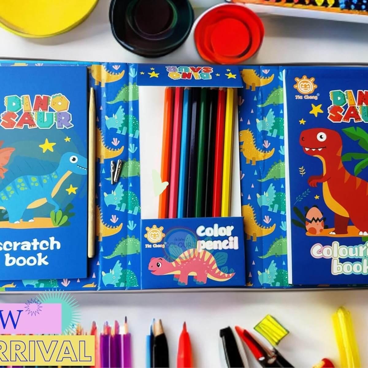 Set para colorear c/10 hojas papel magico, 30 hojas c/diseños y 8 lapices de colores c/elastcio
