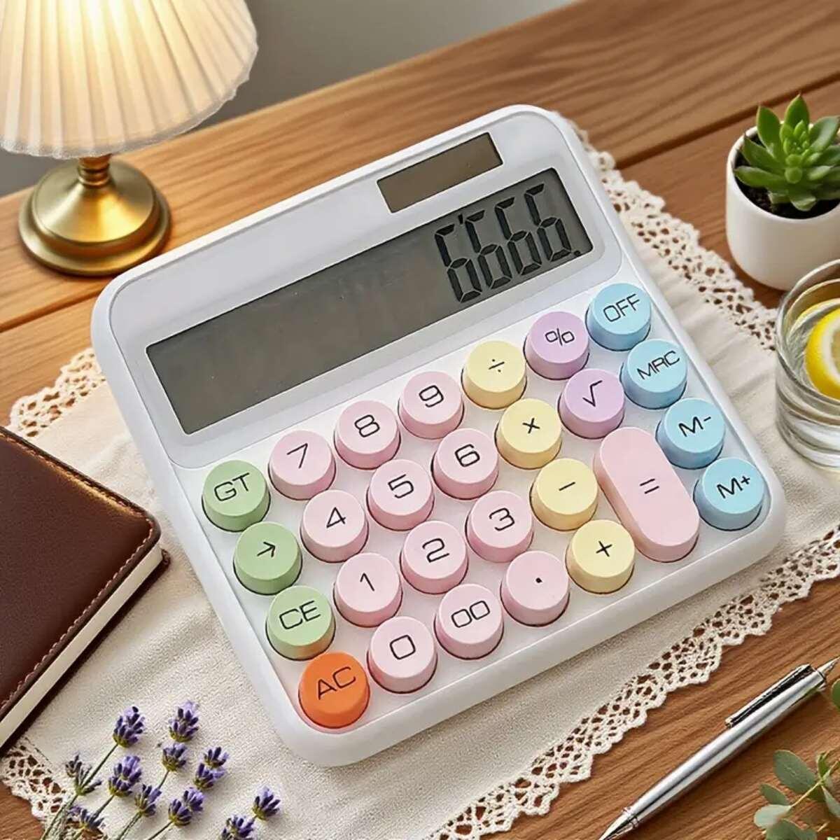 Calculadora horizontal Pastel solar y pila