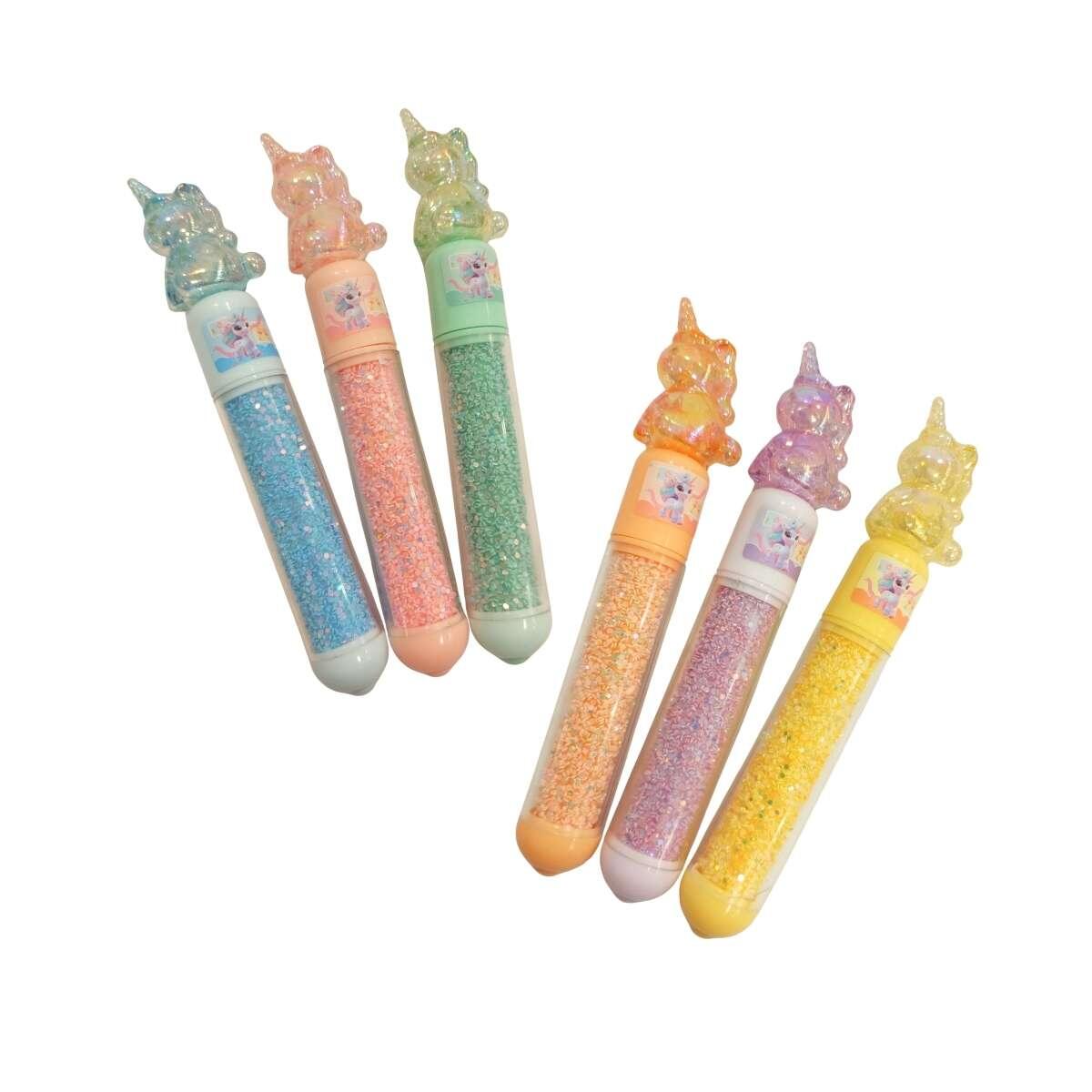 Resaltador Unicornio cuerpo transparente c/ glitter