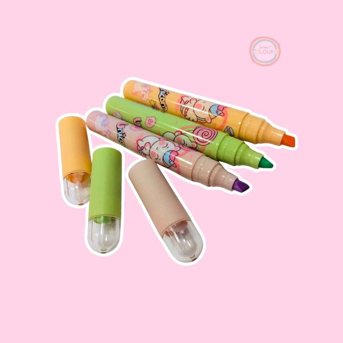 Resaltador Unicornio c/capsula mini y cuerpo estampado