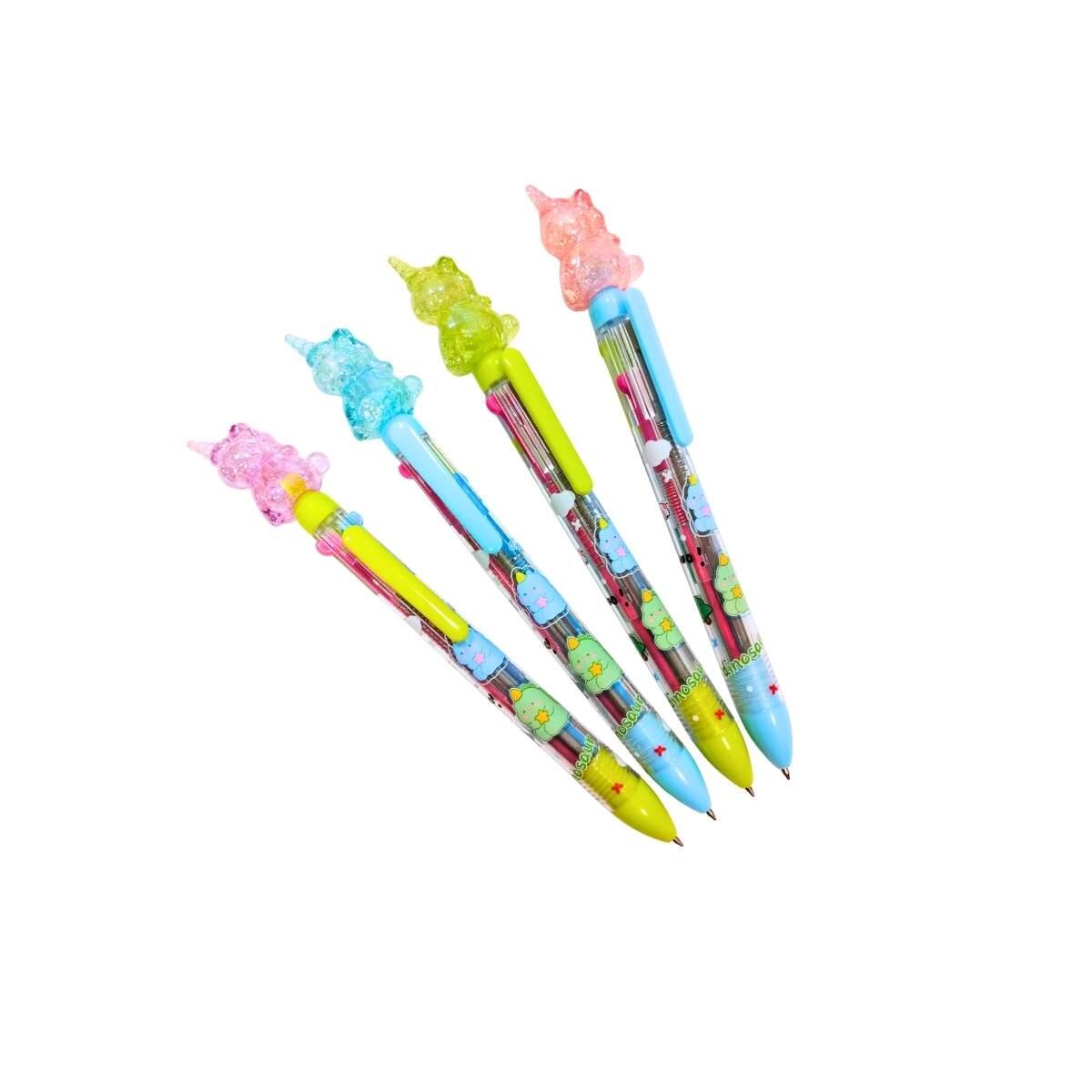 Boligrafo multi x 4 cuerpo estampado y transparente Unicornio