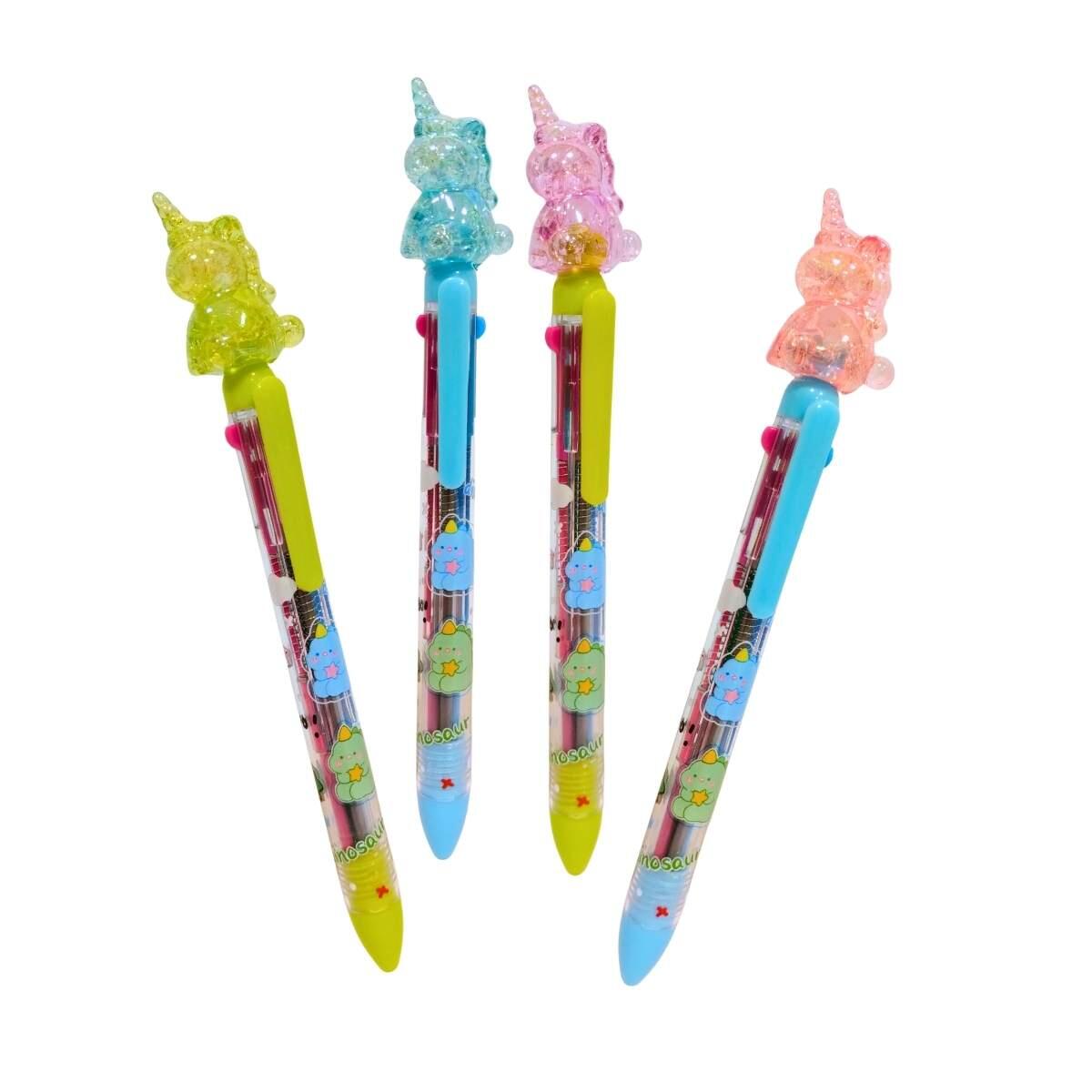 Boligrafo multi x 4 cuerpo estampado y transparente Unicornio