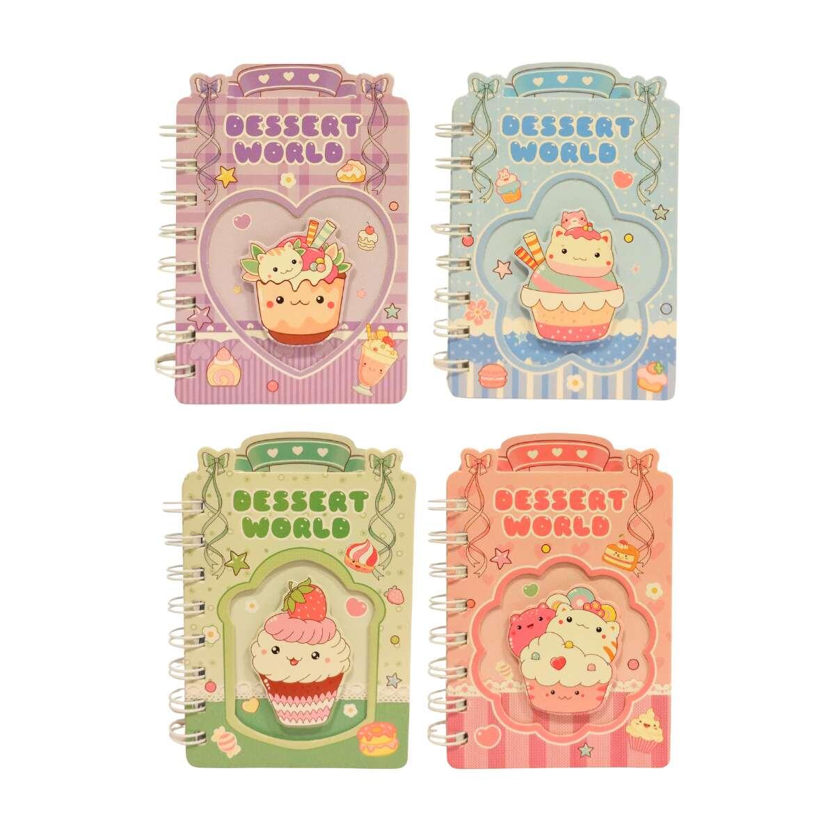 Libreta tapa dura Gatito-postre c/espiral - 60 hojas